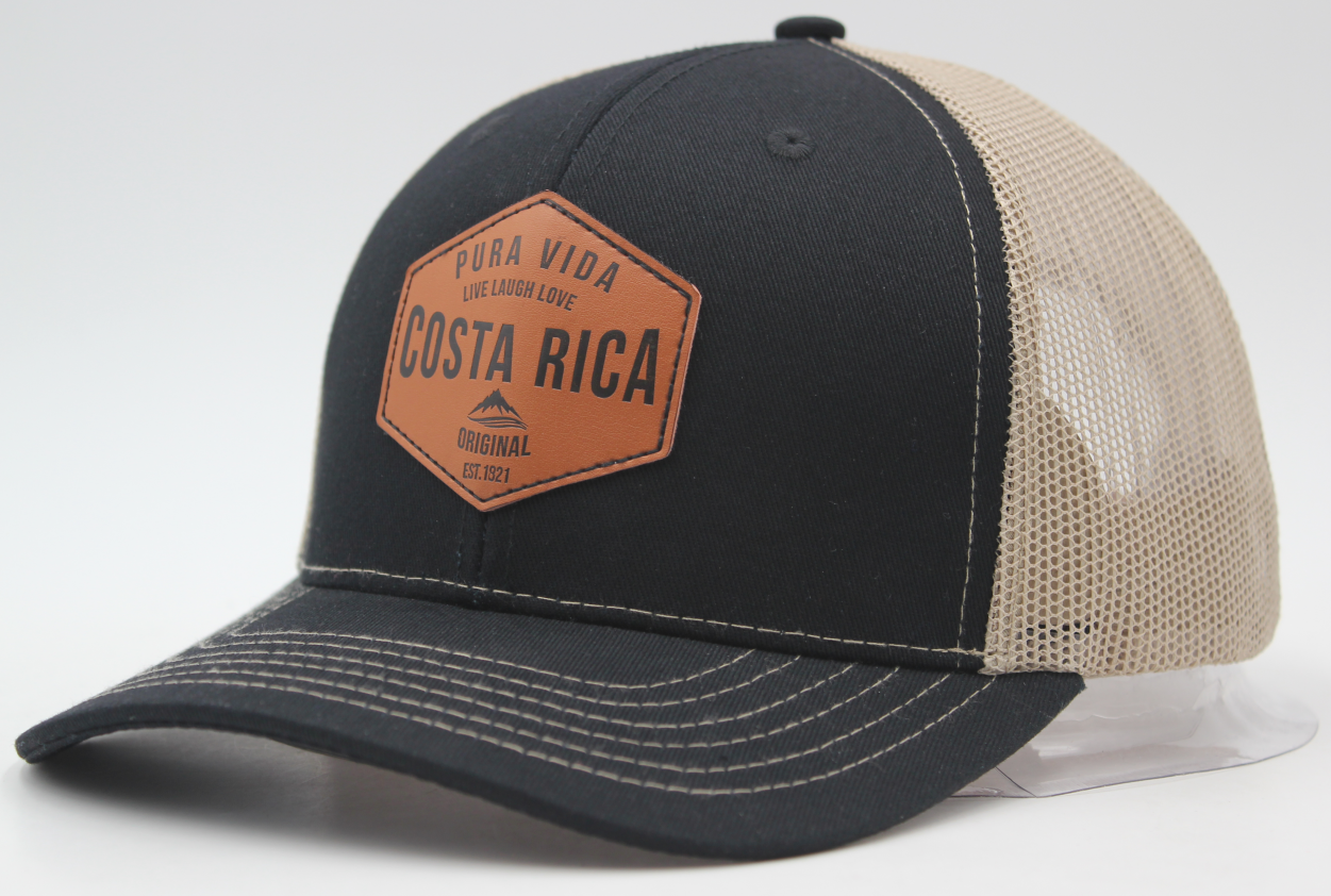 Trucker Cap 6 Panel Mesh Back SnapBack Leather Patch