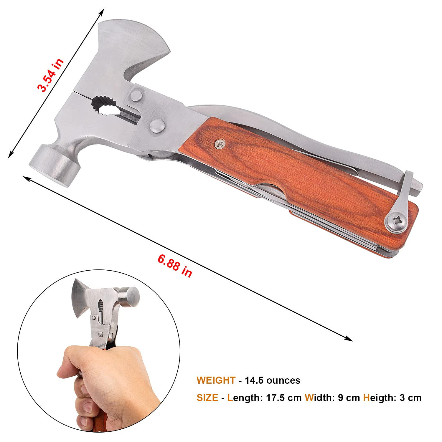 14 In 1 Multifunction Tool Portable Folding Wood Handle 6