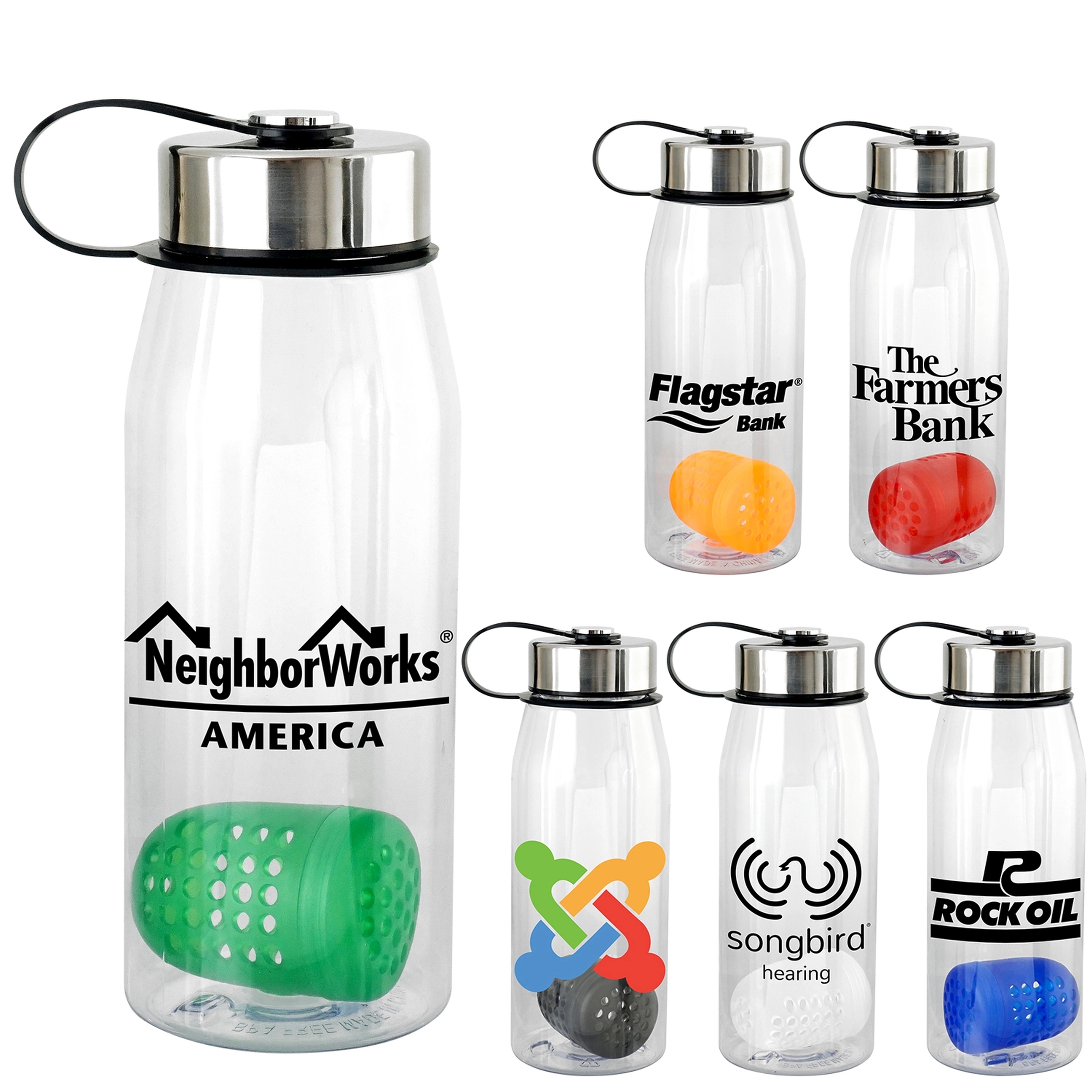 Metal Lanyard Lid 32 oz. Bottle with Floating Infuser