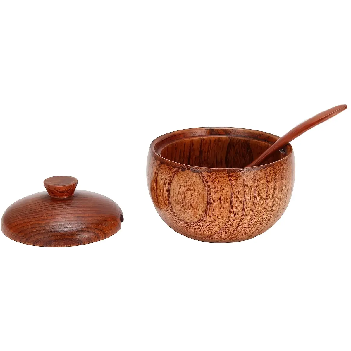 Solid Wood Spice Jar w/ Spoon 6