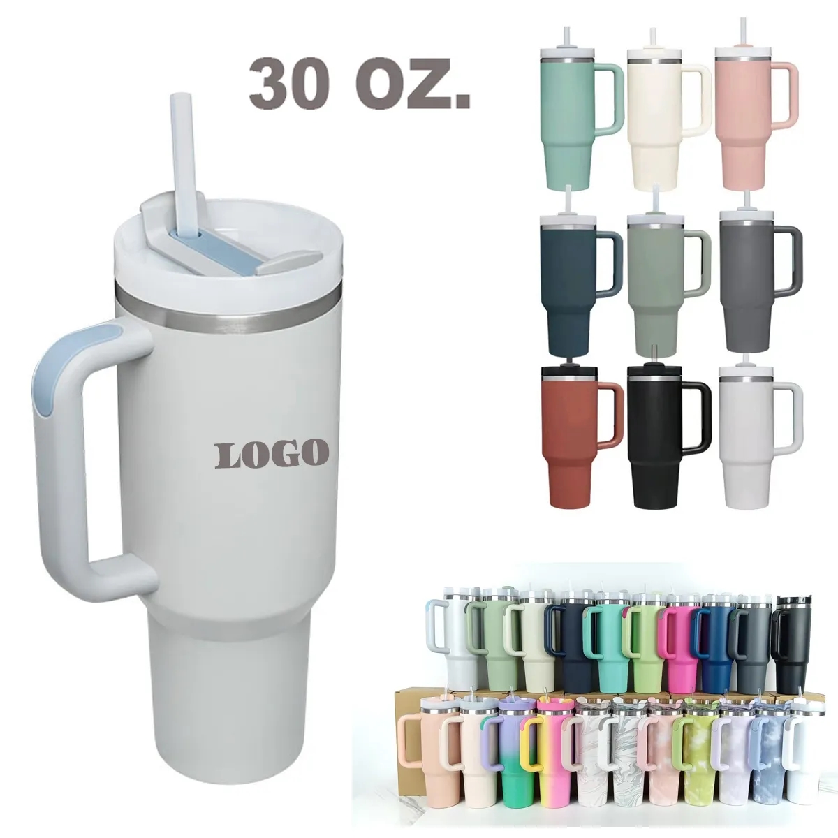 30 OZ Tumbler with Handle and Straw Lid 2
