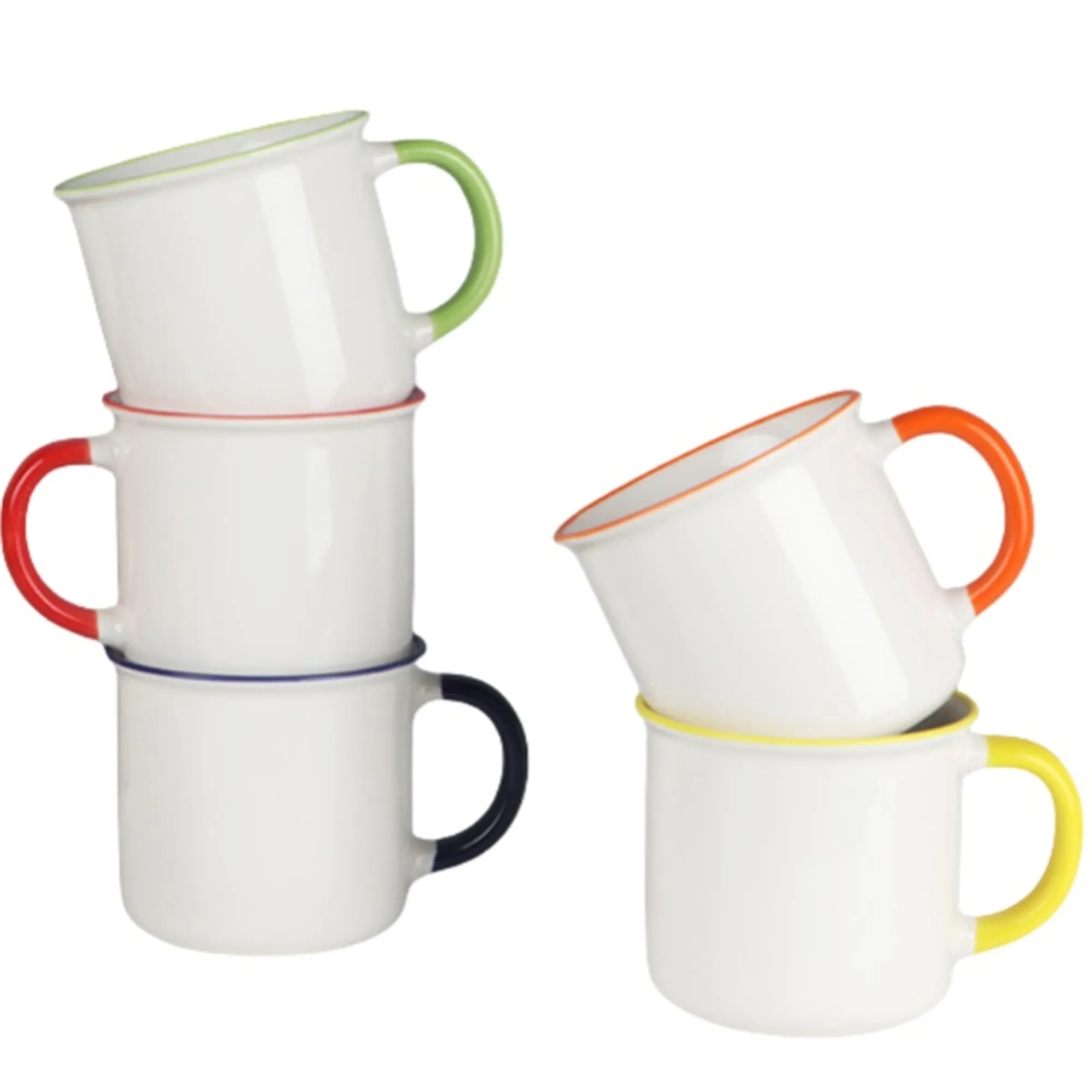 Color Rim Ceramic Tea Coffee Mug 5