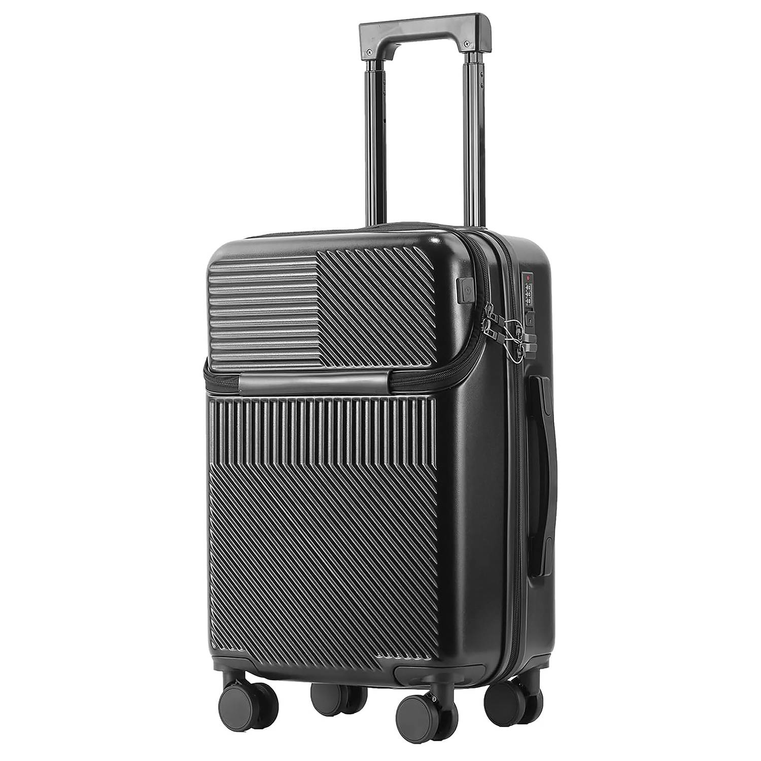 ABS USB Port Travel Suitcase w/ Cup Holder 7