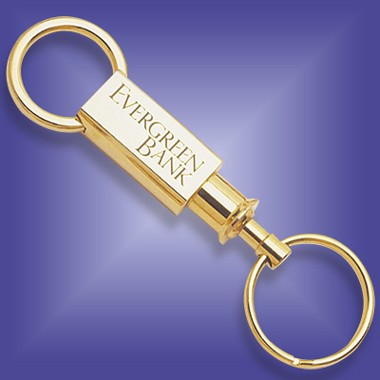 GOLD PLATED KEYRING W/ 2 RINGS & QUICK RELEASE 1
