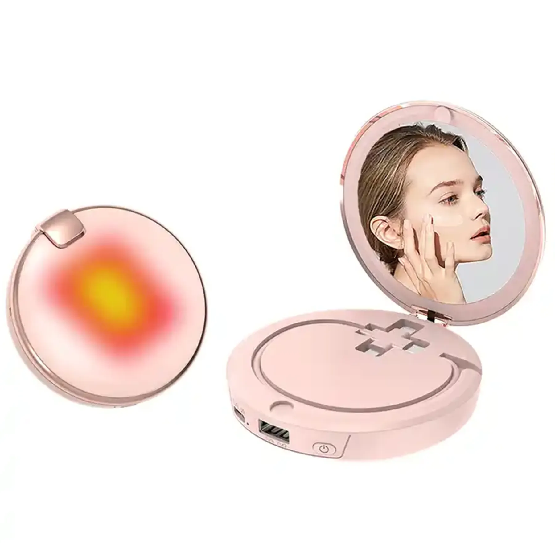 4000 mAh 3 in 1 Makeup Mirror Hand Warmer Power Bank 5