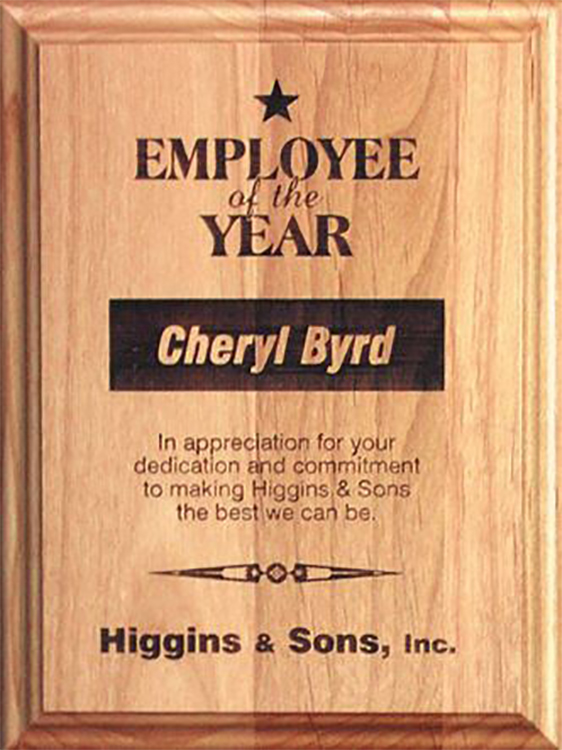 Alder Wood Engraved Plaque