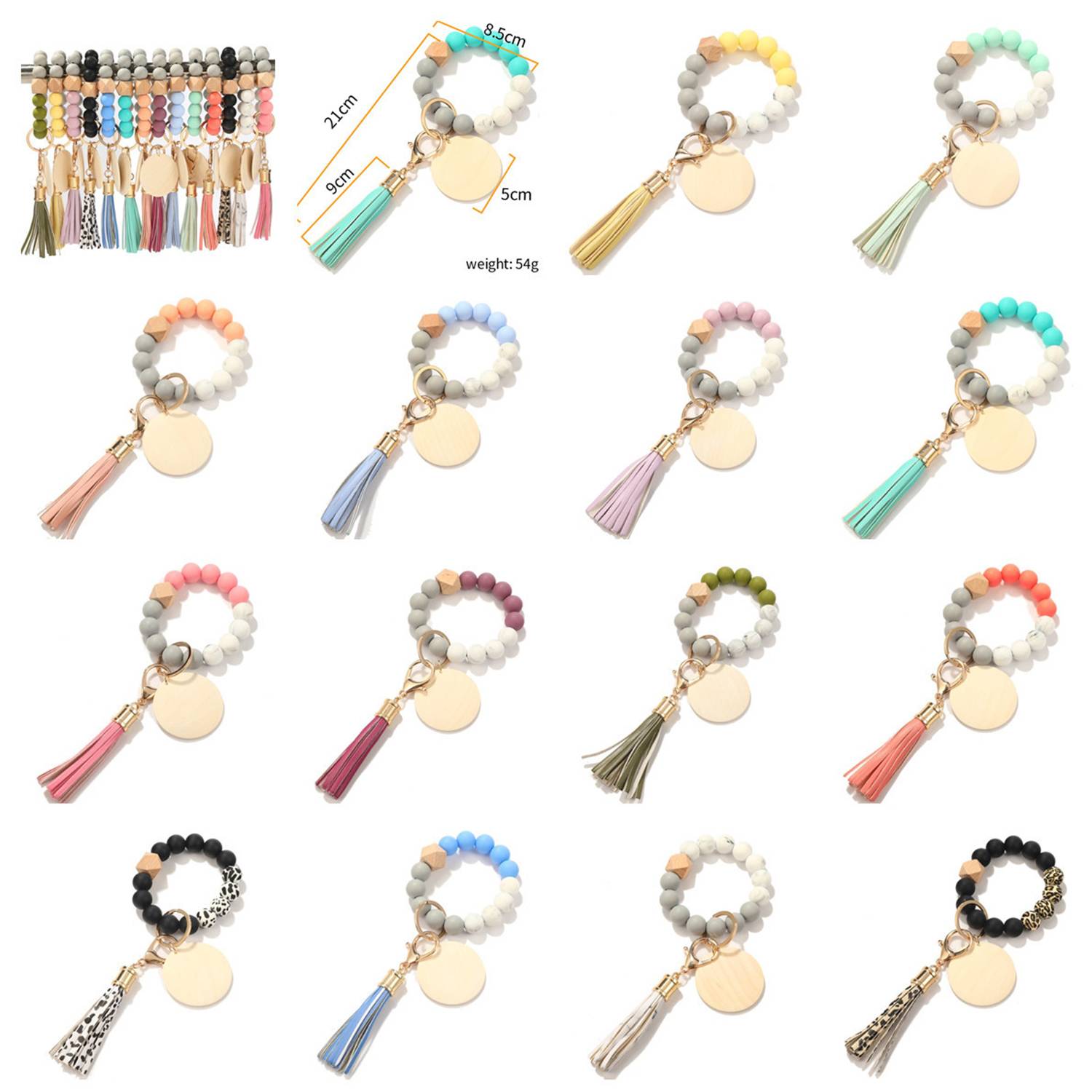 Silicone bead wood brand wooden Beaded bracelet tassel 3