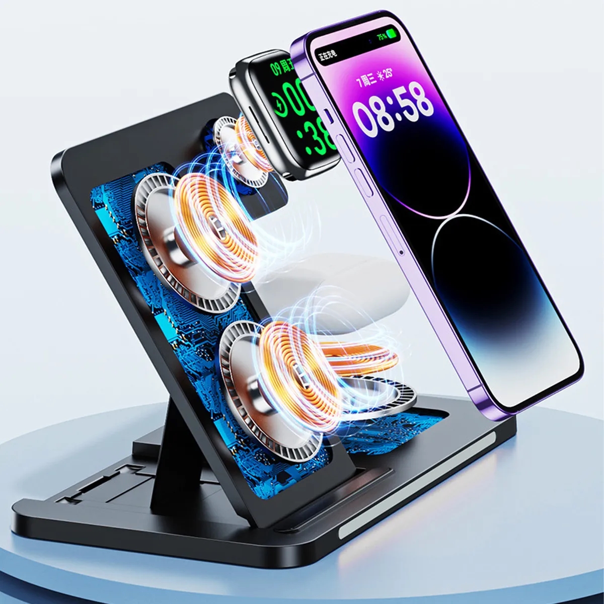 3-In-1 Wireless Charging Station With Ambient Light 3