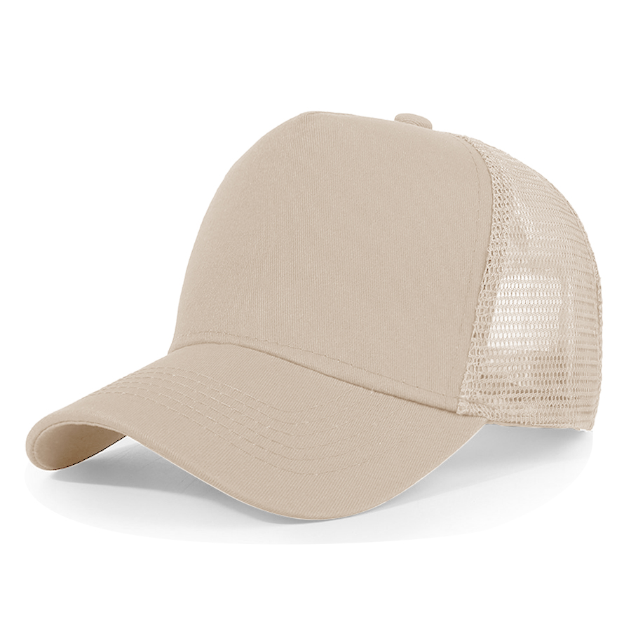 Stock Solid Color Cotton 5-Panel Trucker Cap 17