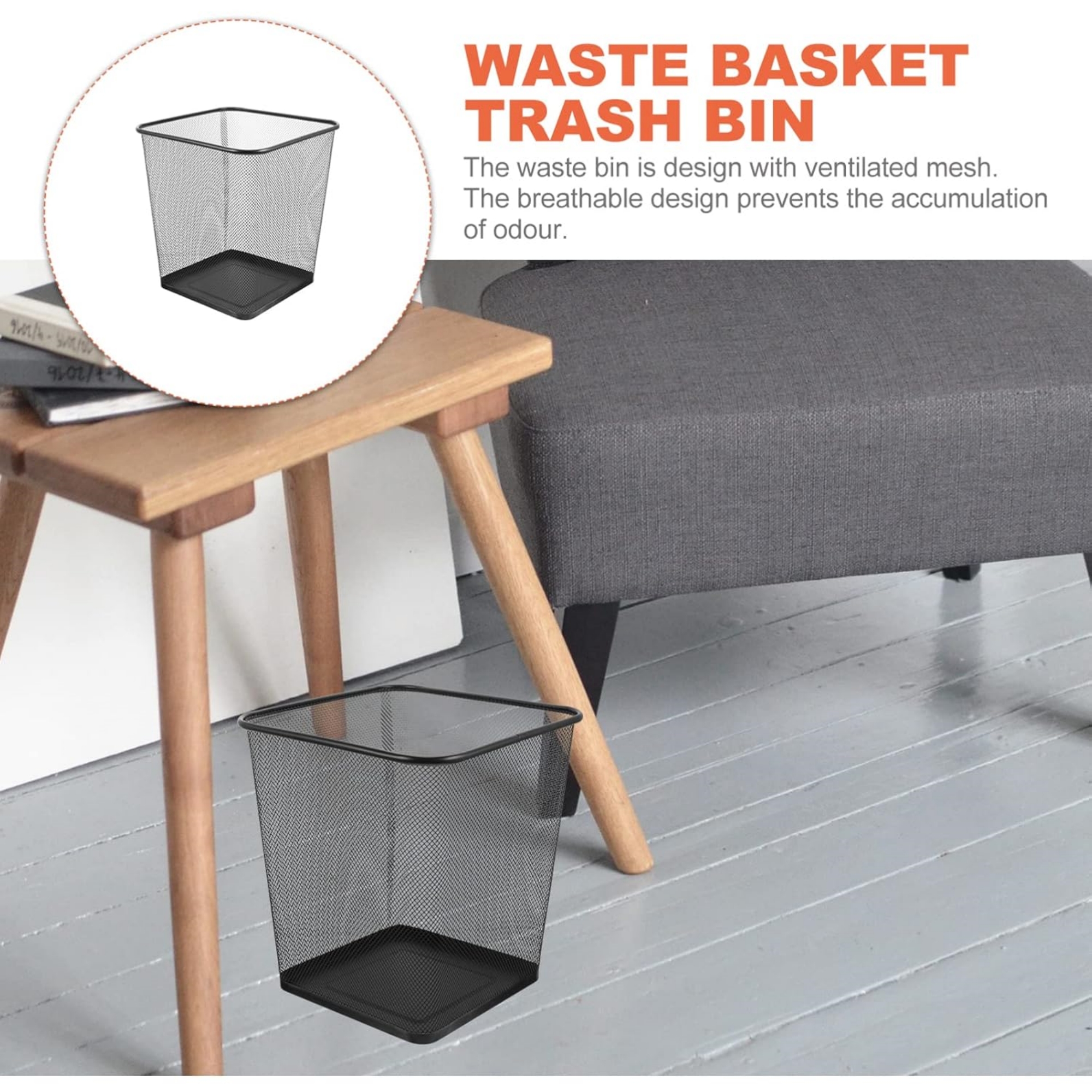 Square Mesh Wastebasket 4
