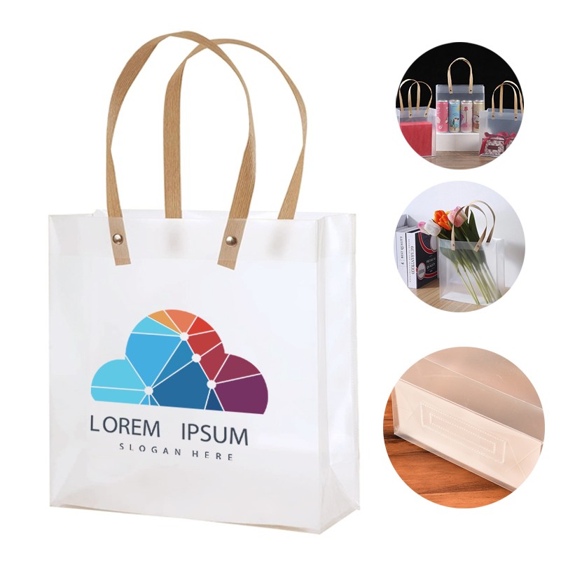 White Clear Frosted Plastic Gift Bag 1