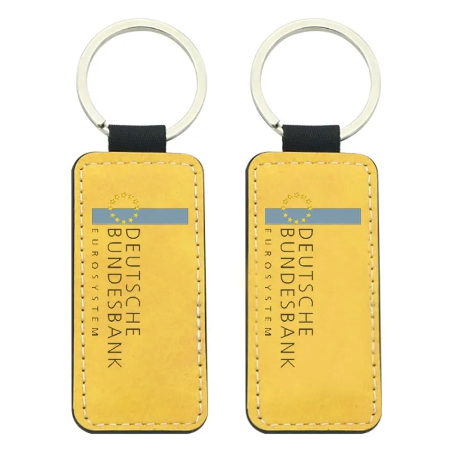 Full-Color Rectangle Leather Keychain 2