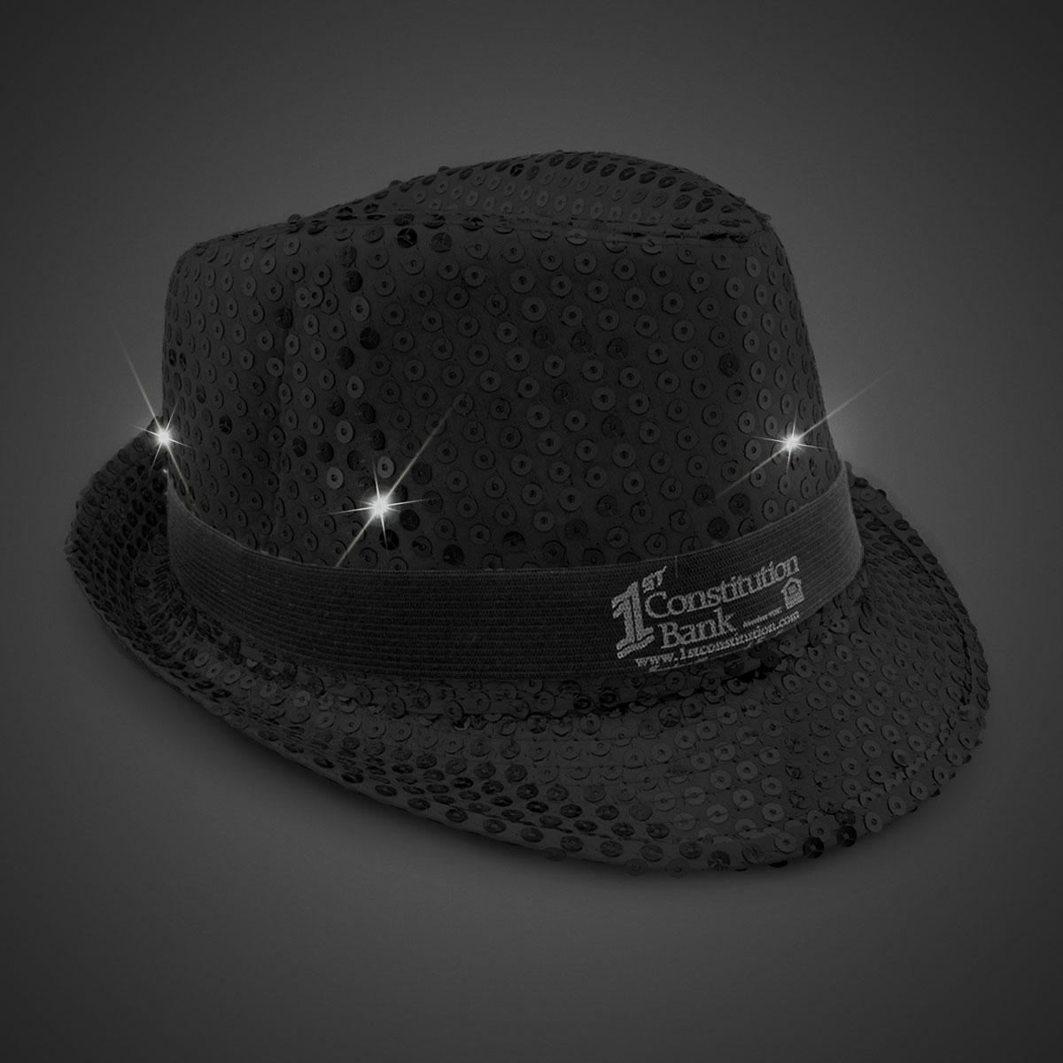 Black Sequin LED Fedora(black imprintable band) 1