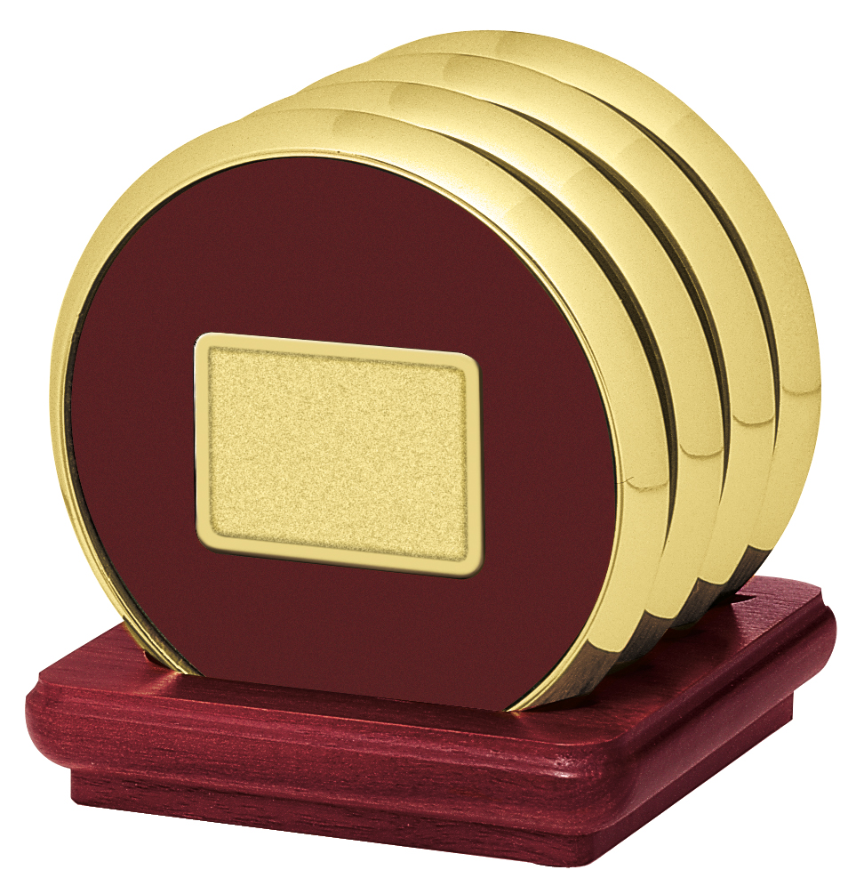 JAFFA® Four Coasters with Solid Cherry Stand 18