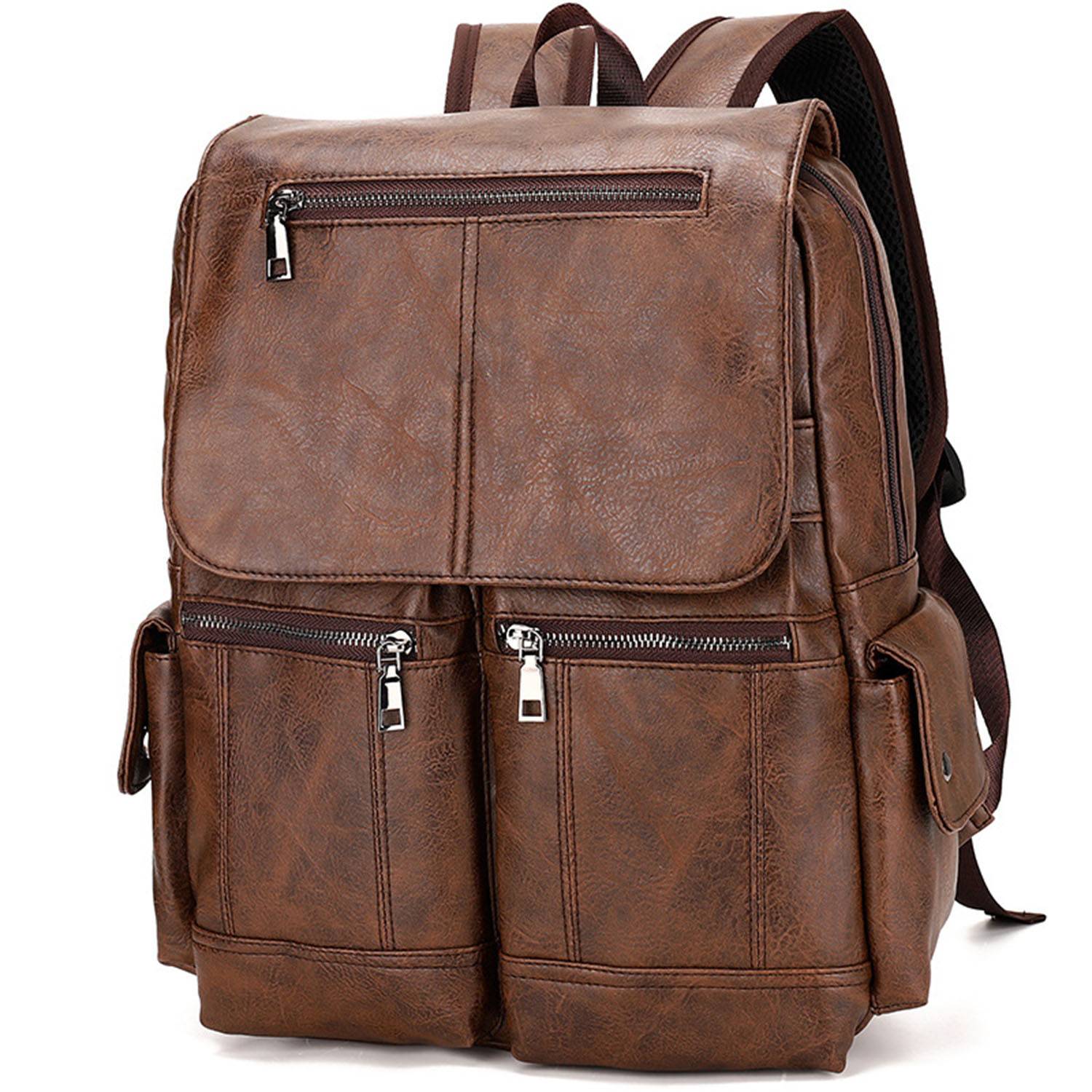 PU leather fashion simple business laptop backpack 4