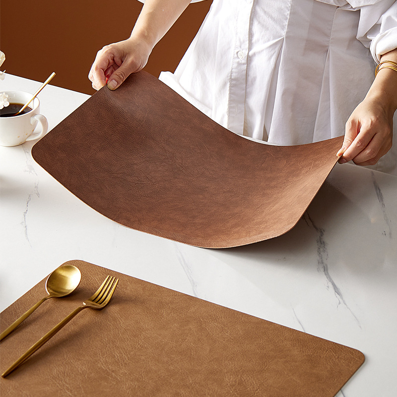 Faux Leather Waterproof Reversible Table Mats for Dining Table 6