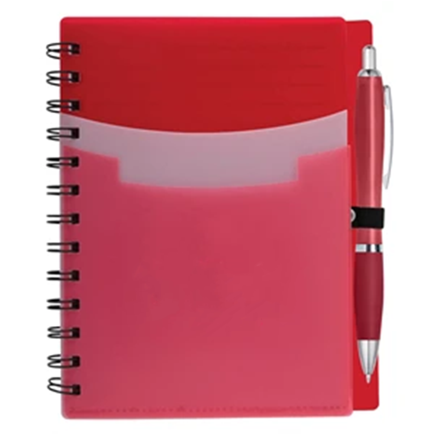 Tri-Pocket PP Coil Notebook with Satin Pen - Lined Pages 4