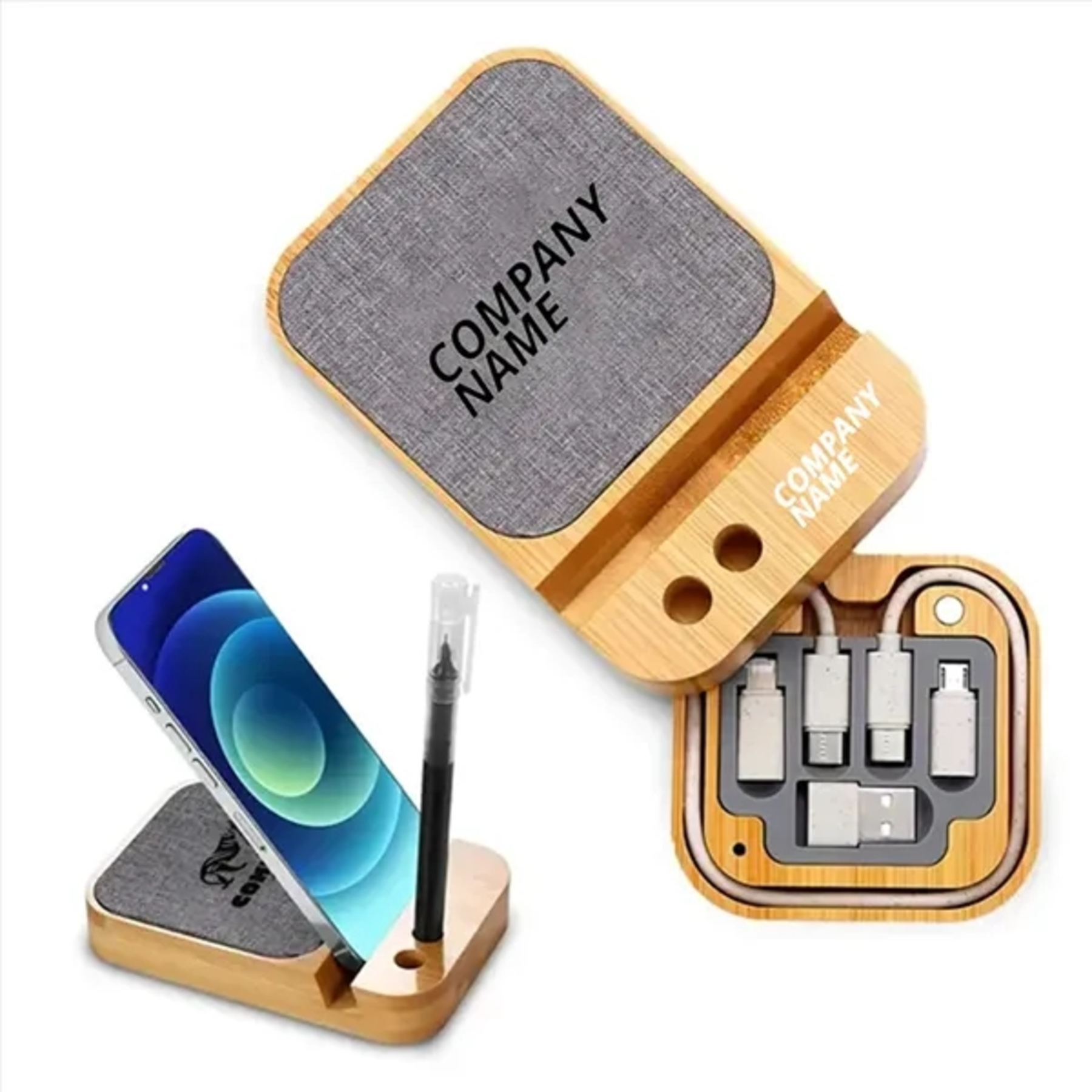 Bamboo Wireless Charger 6 in 1 Multi Cable Set 2