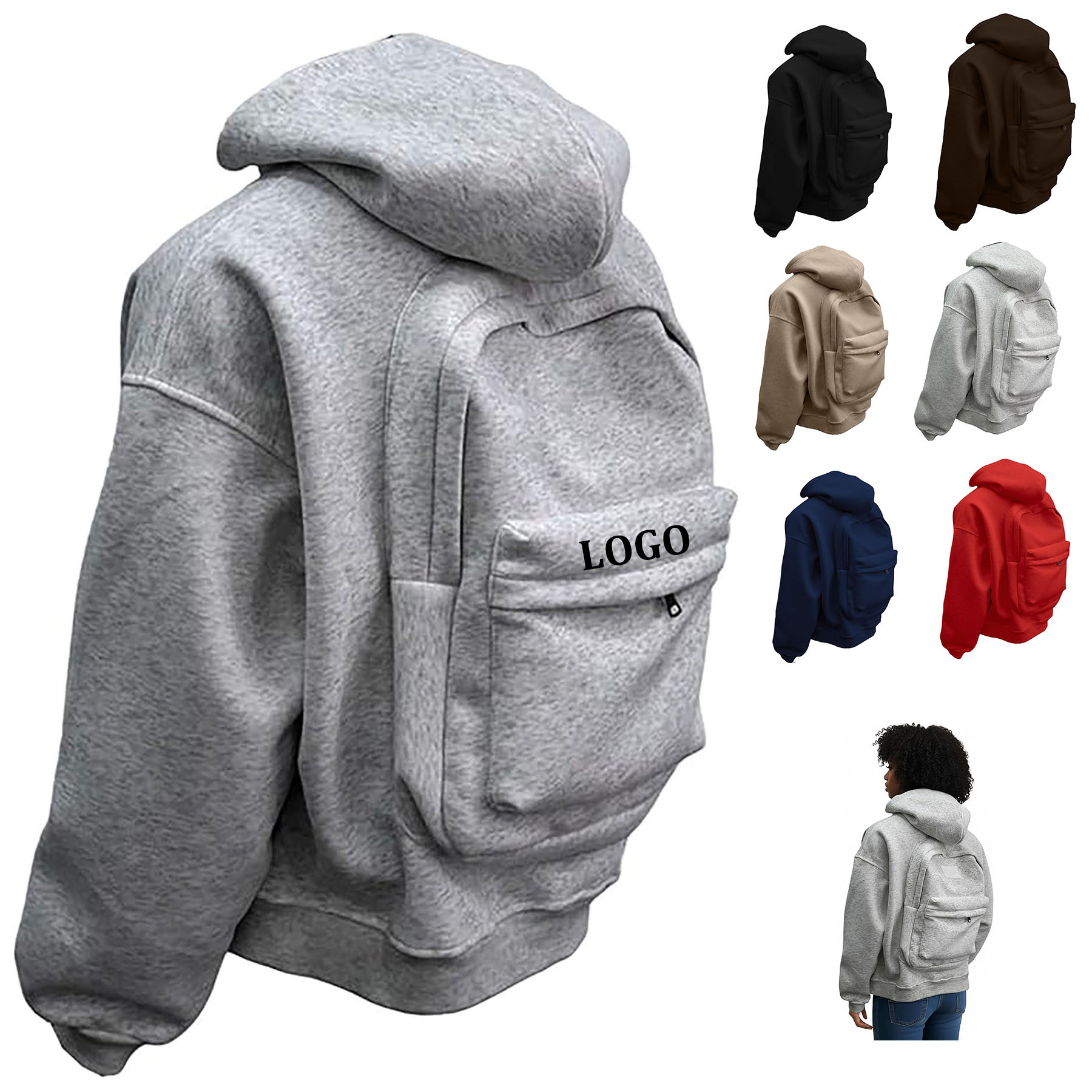Unisex Hoodie with Backpack 2