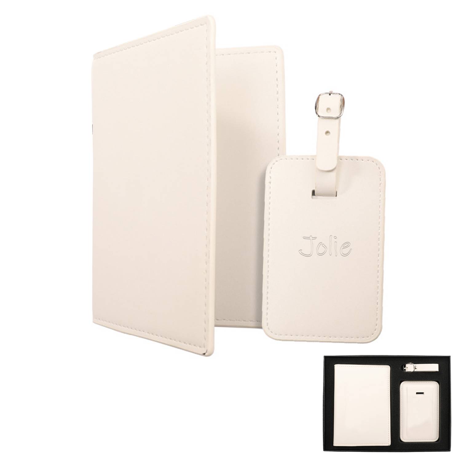 PU Leather Luggage tag and passport holder gift set 4