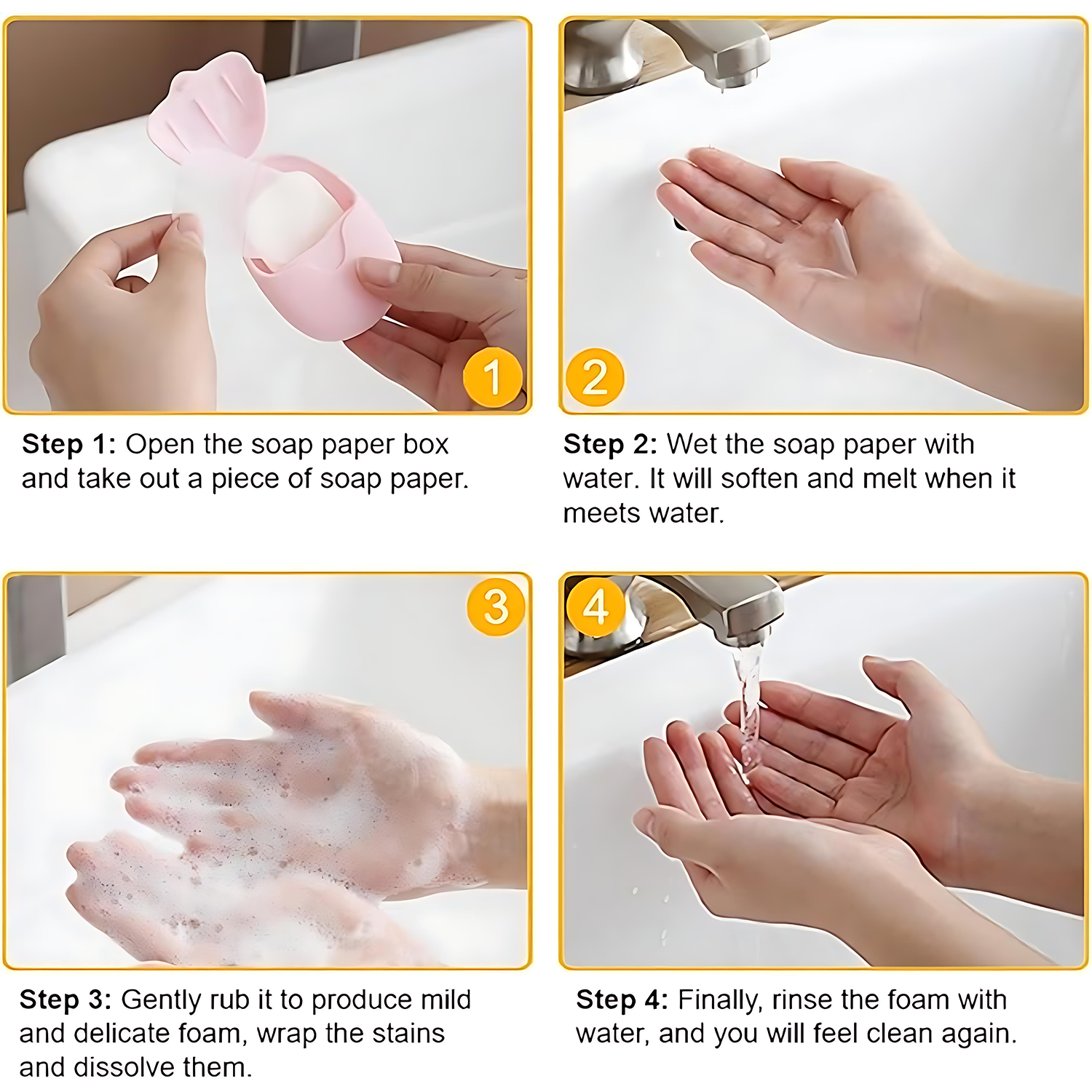 50 Pieces Portable Disposable Travel Soap Paper 7