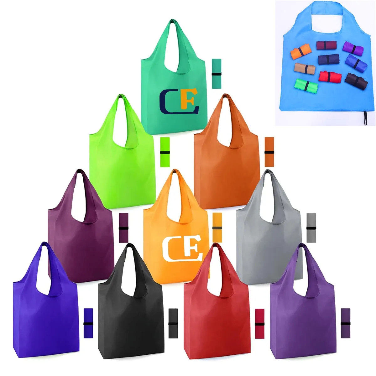 Colorful Reusable Foldable Grocery Bags 3