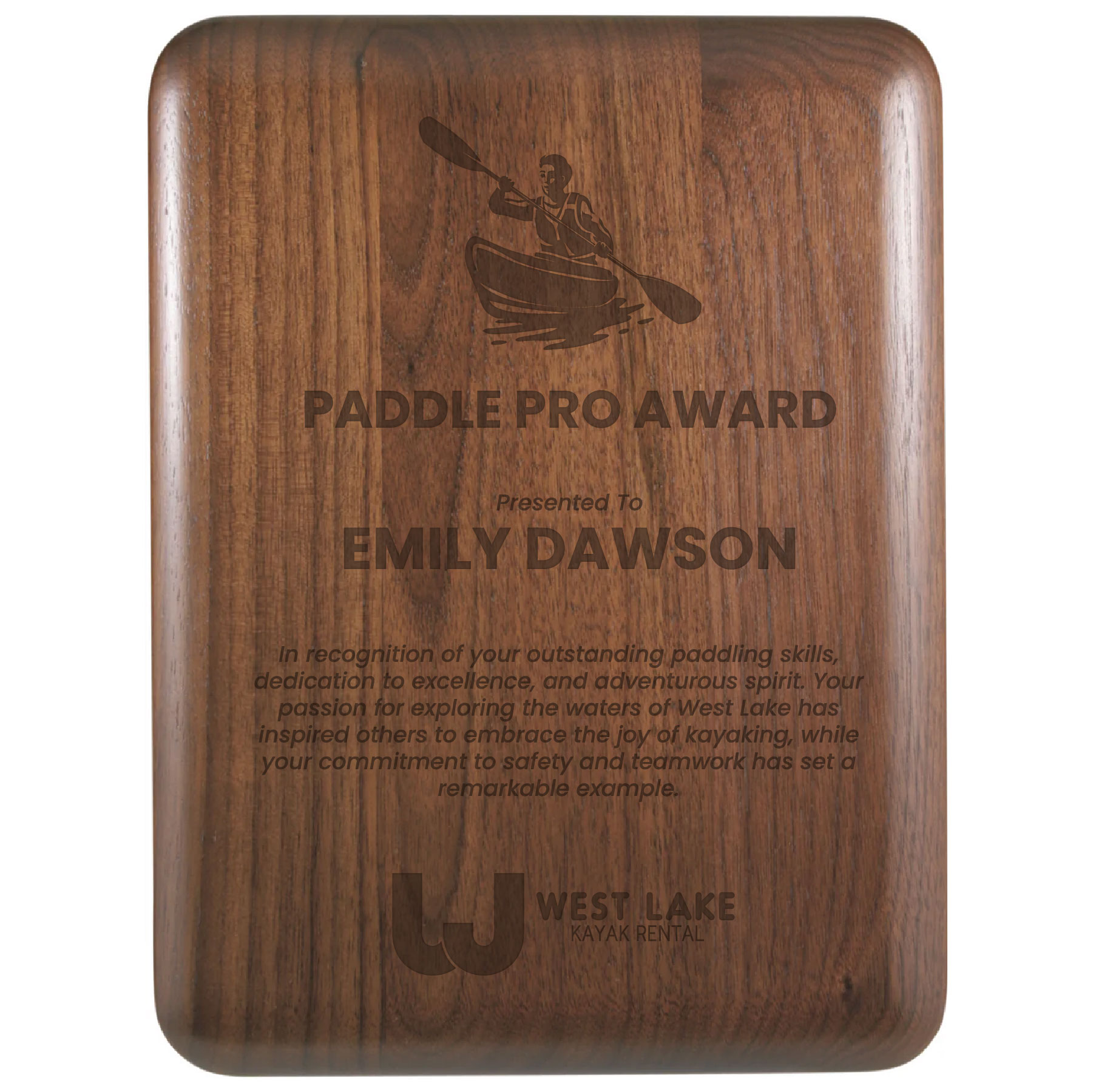 6" x 8" Elliptical Edge Round Corner Genuine Walnut Plaque