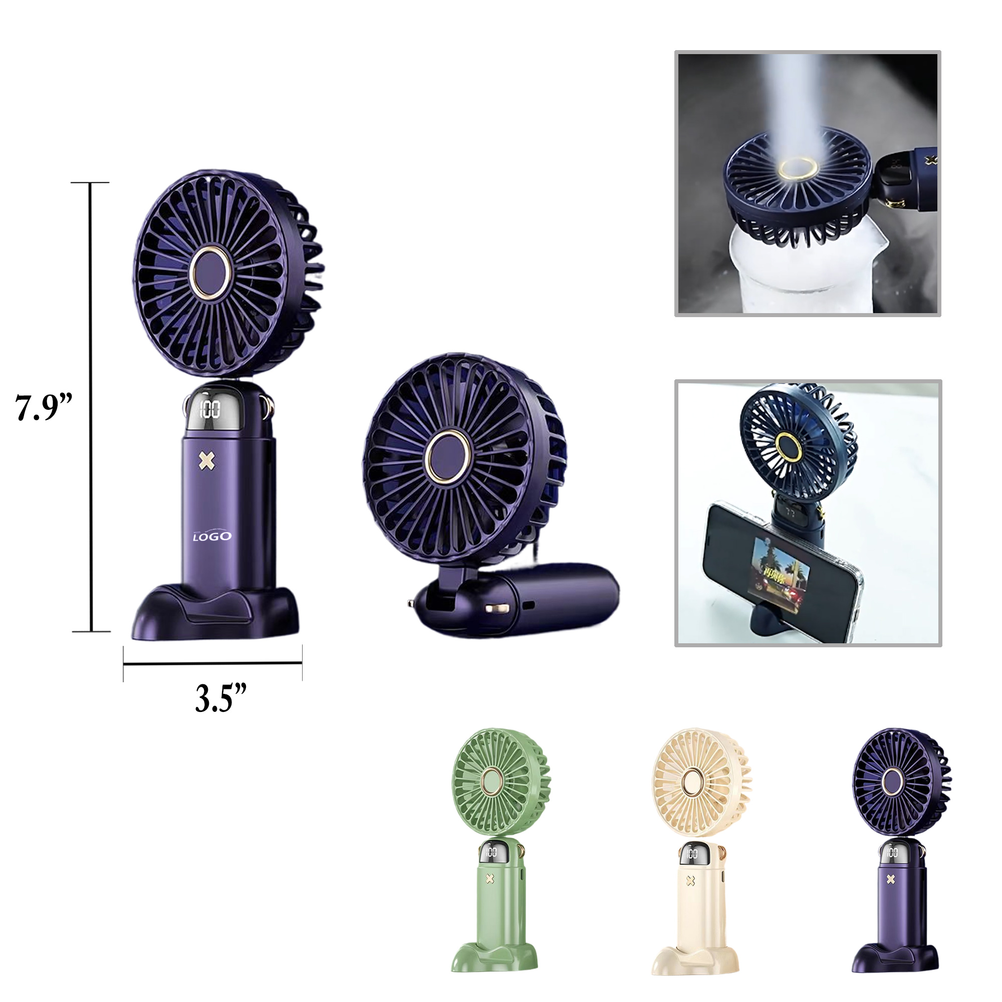 MOQ50 Quiet Portable USB Folding Fan with Stand 2
