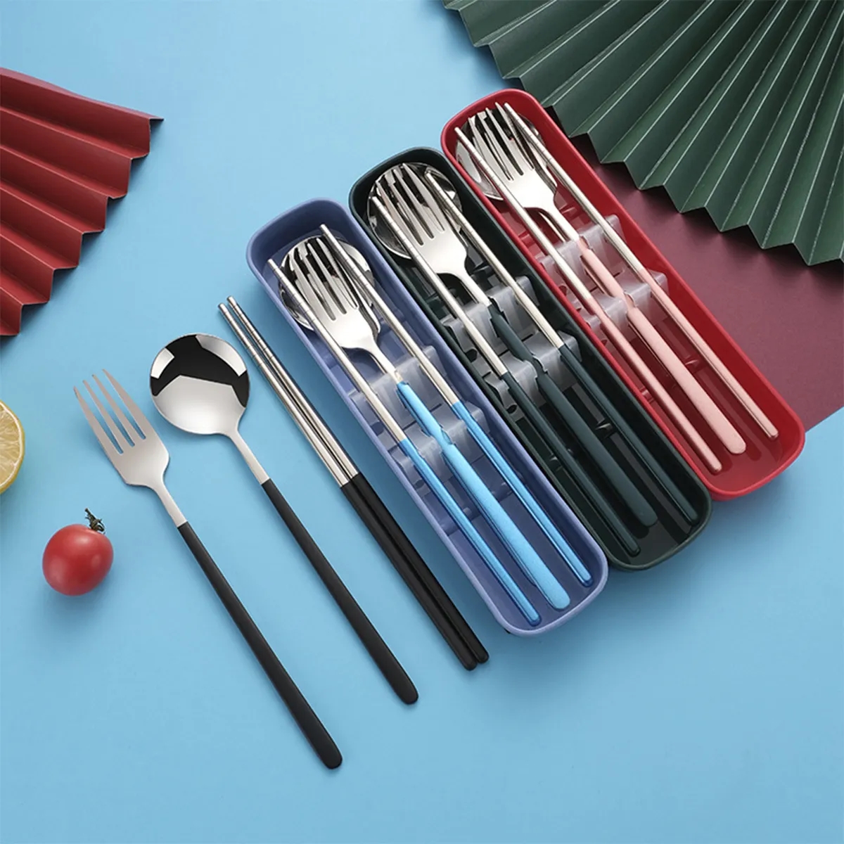 Travel Portable Stainless Steel Cutlery Three-Piece Set 4