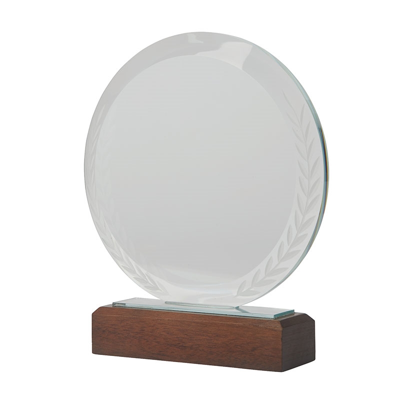 Redondo Crystal Award with Wood Base 3