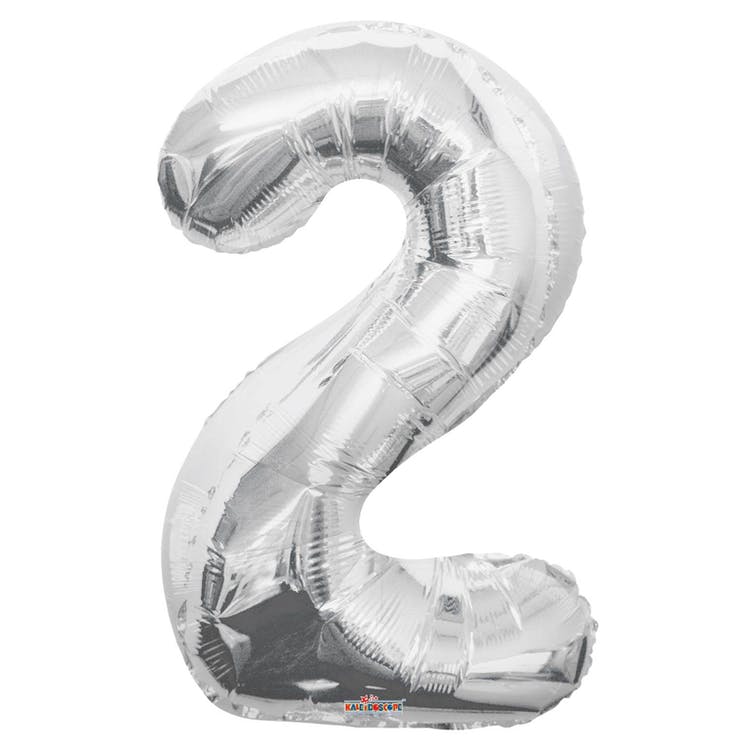 Mylar Number 2 Balloons - Silver 34" 2
