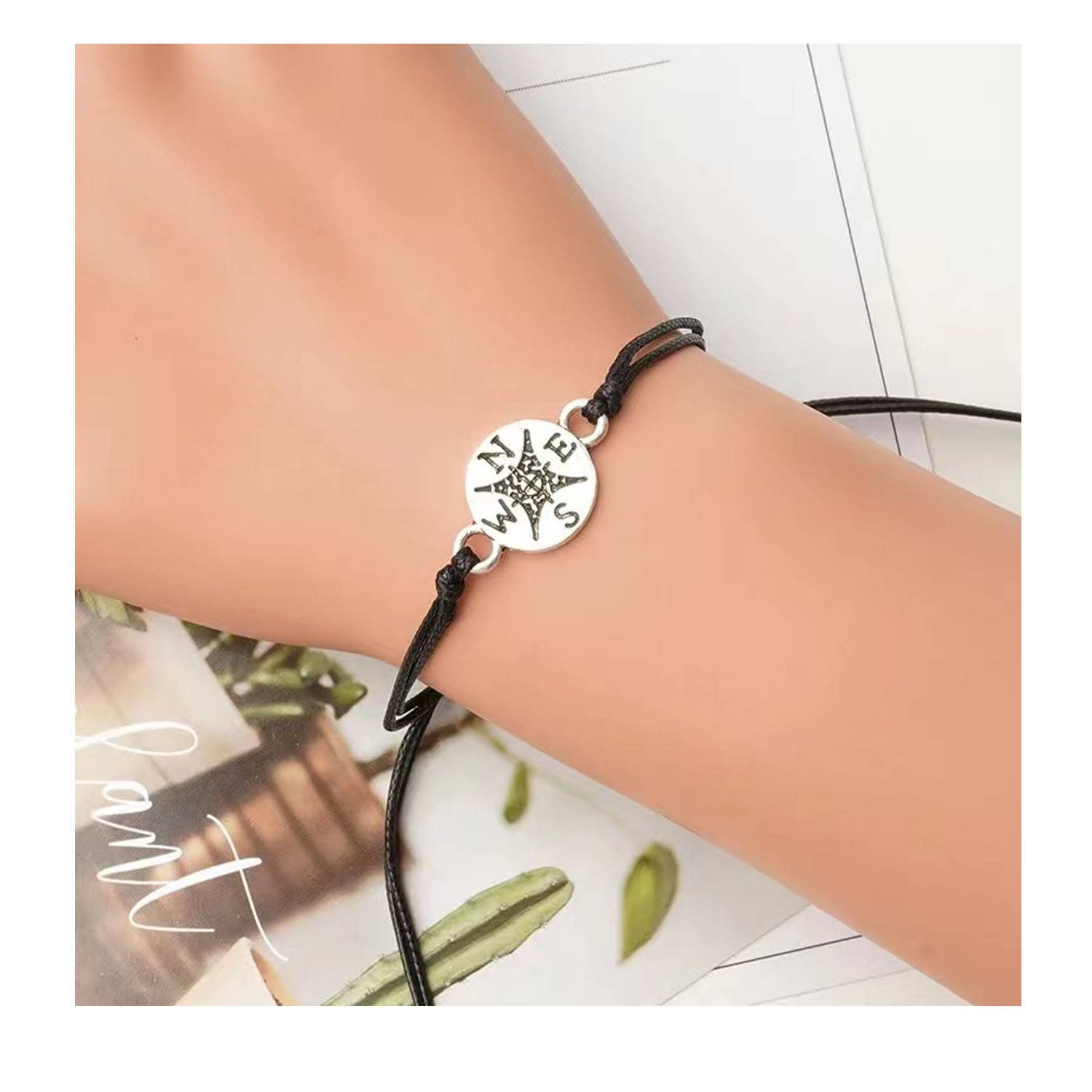 Graduation Gifts compass hand woven adjustable card bracelet 5