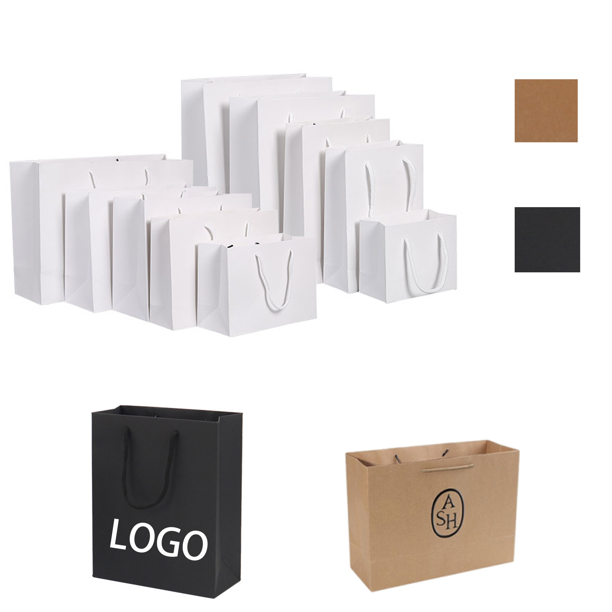 Folding Gift Paper Bag w/ Rope Handle 2