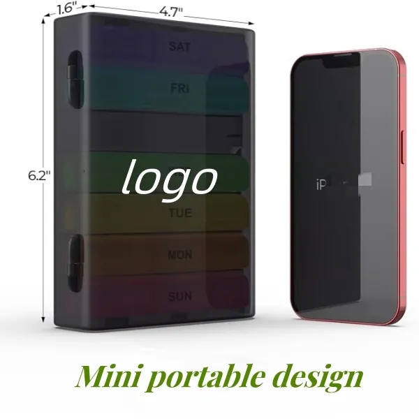 Mini portable light-proof plastic pill weekly storage box 8