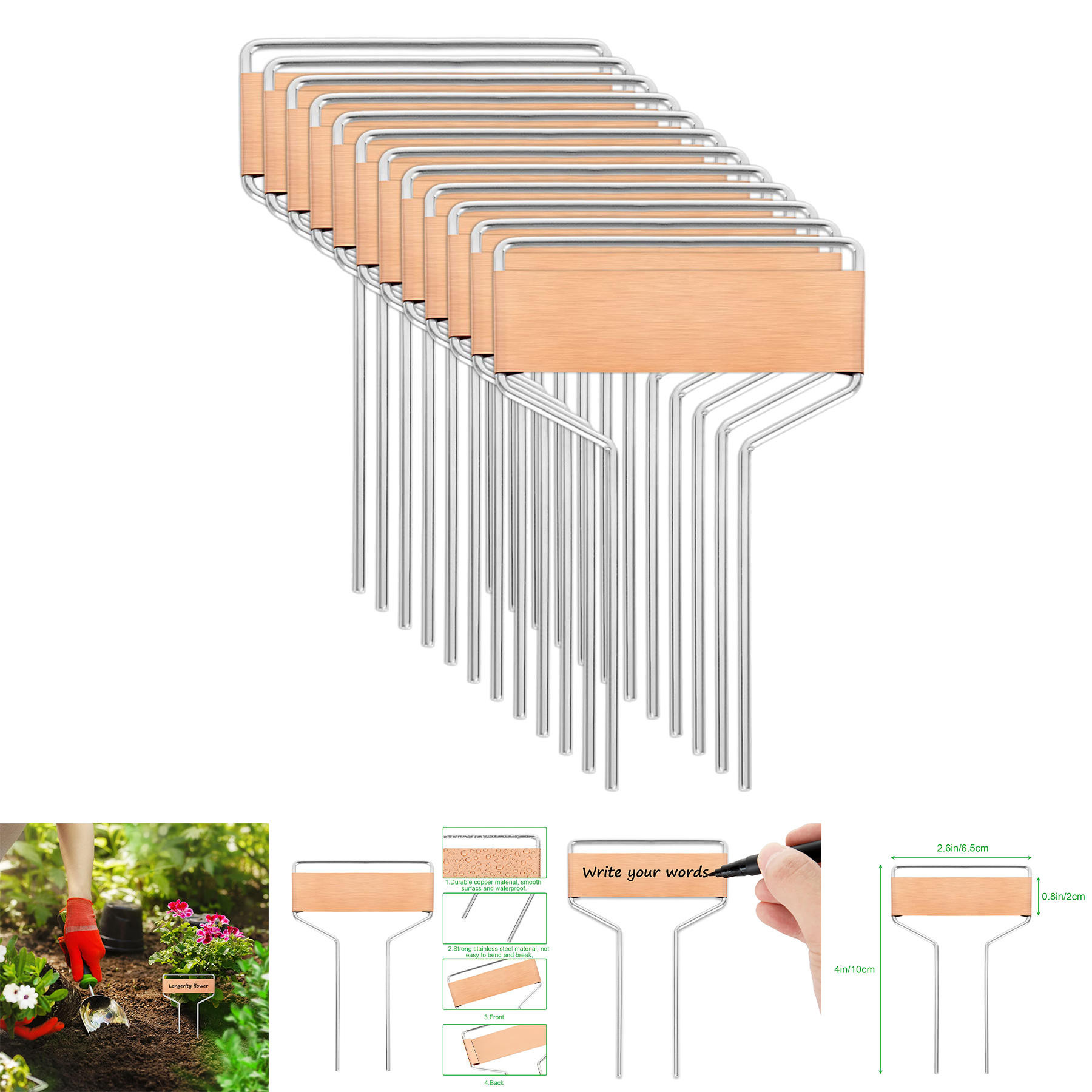 Copper Metal Plant Markers 2