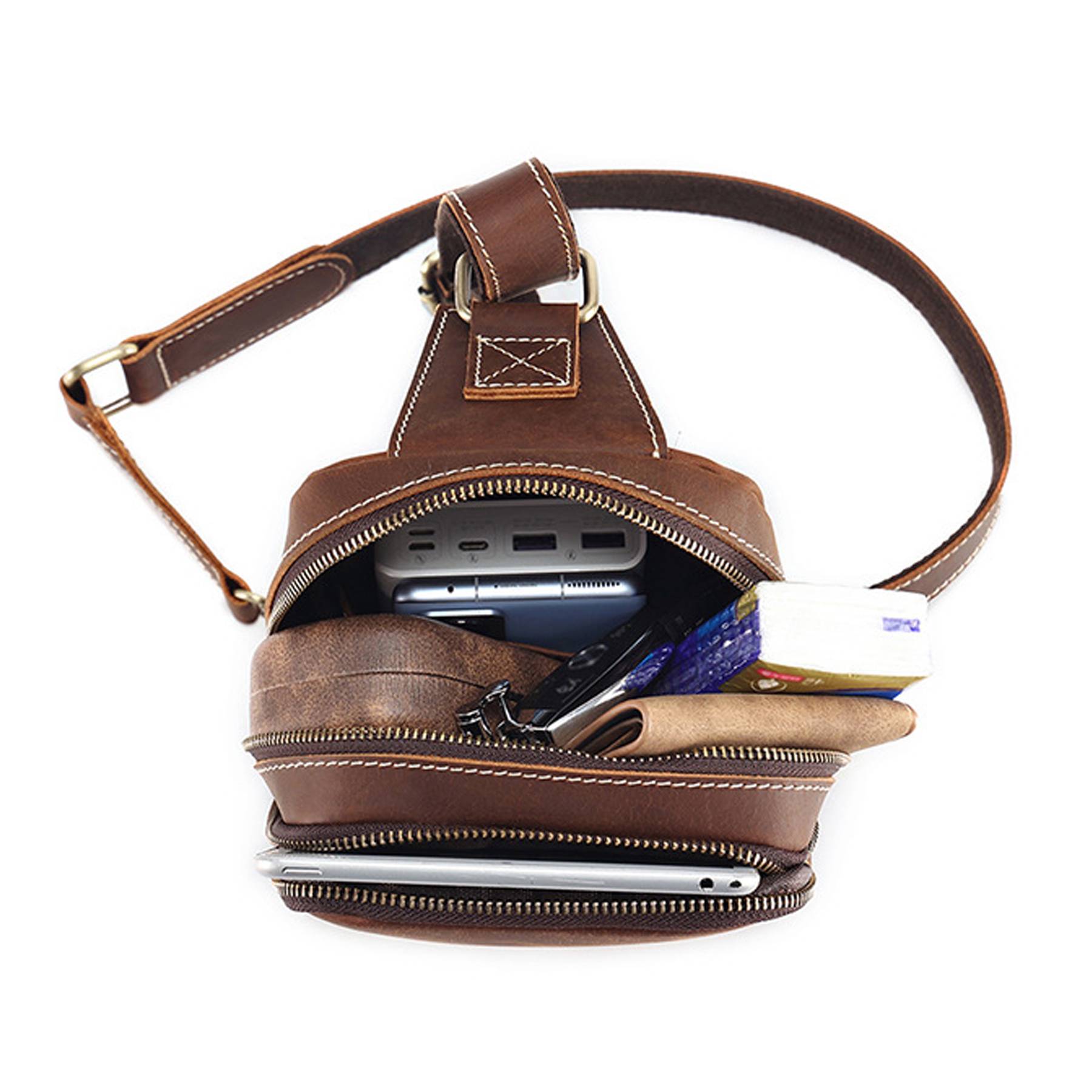 Genuine Leather Sling Bag for Men Crossbody 3