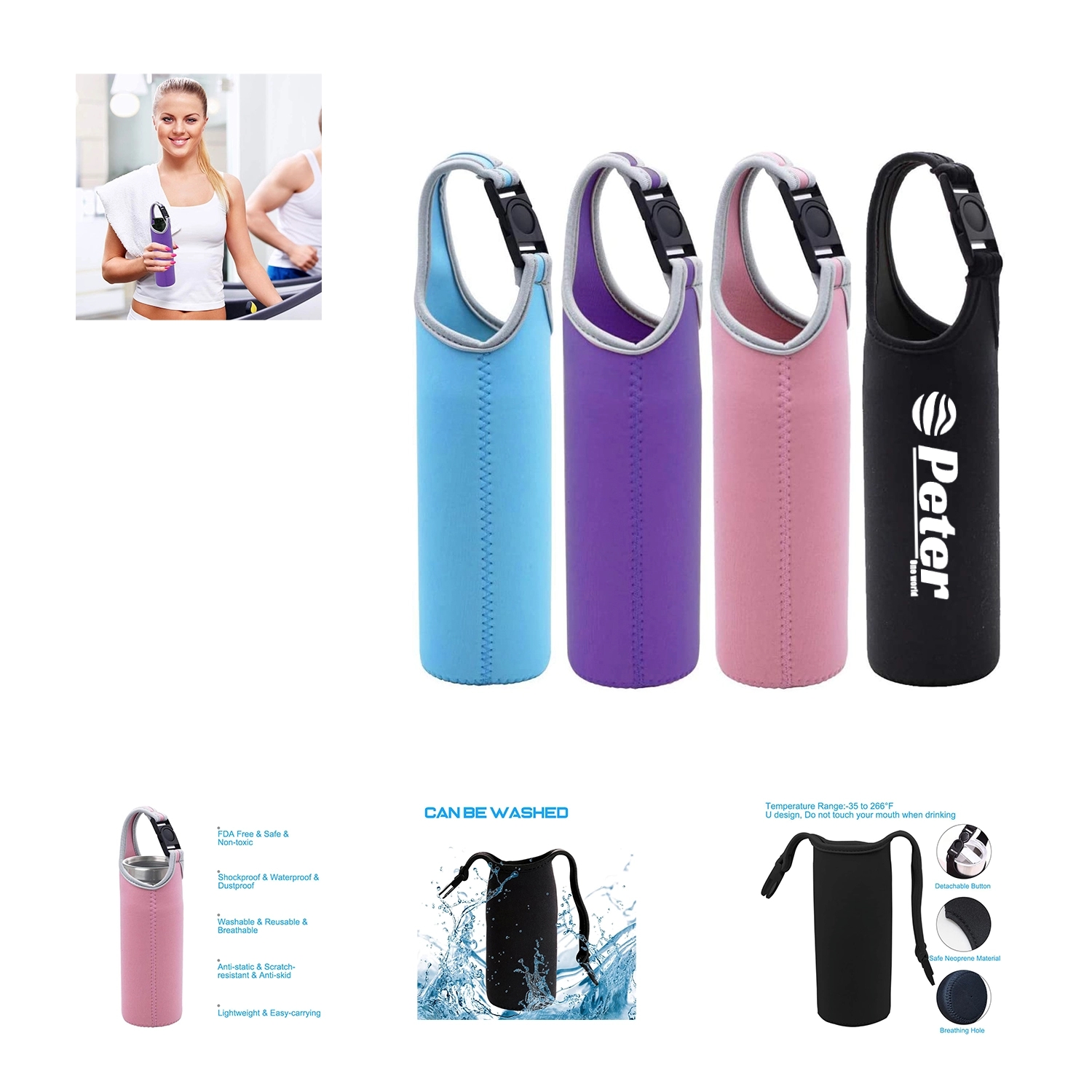 Neoprene Bottle Cover Sleeve, custom koozie with logo imprint 1