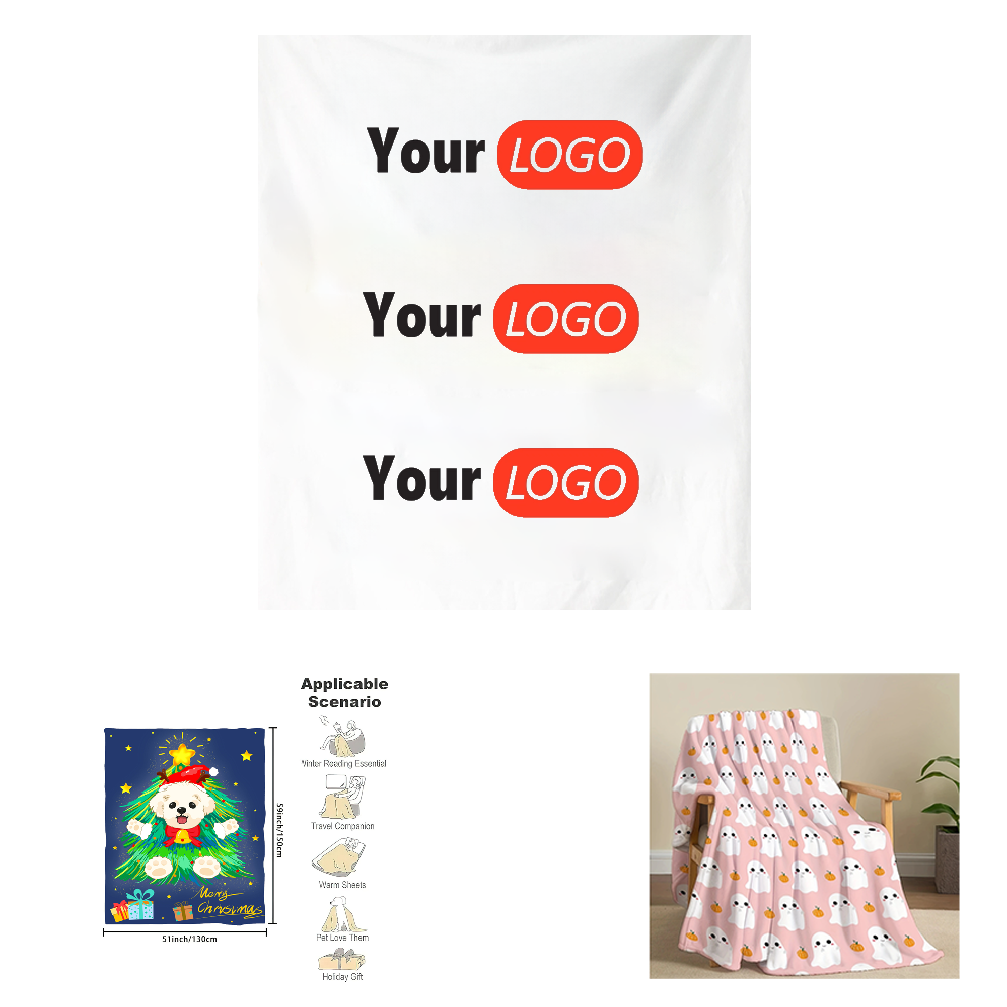 59" x 51" Customizable Flannel Blanket 2