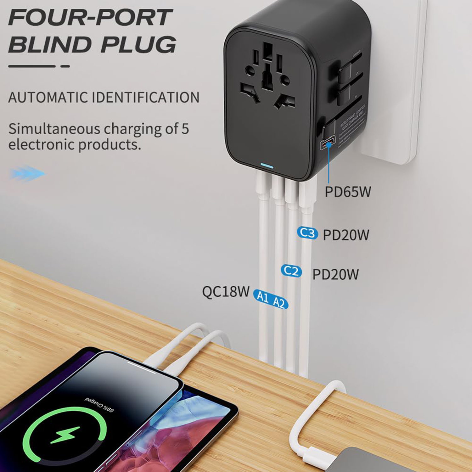 35W Universal Fast Charging Travel Adapter Compatible & Safe 1