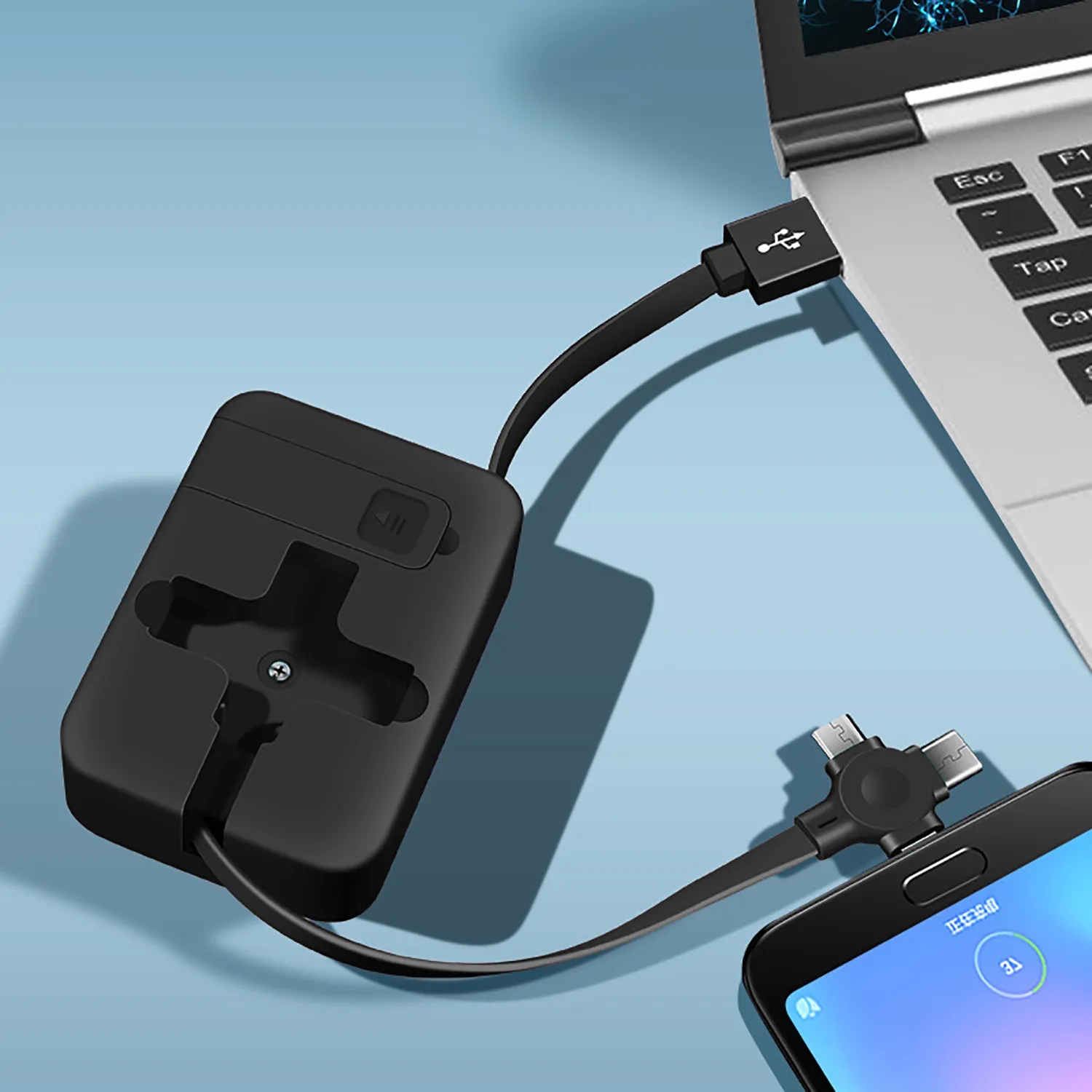 Multifunction 3-in-1 Charging Cables Mirror Phone holder 2