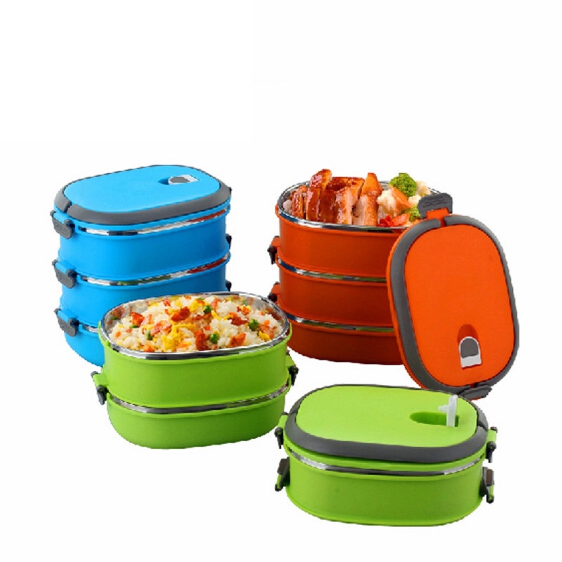 3-layer Stainless Steel Insulated Square Lunch Box 2
