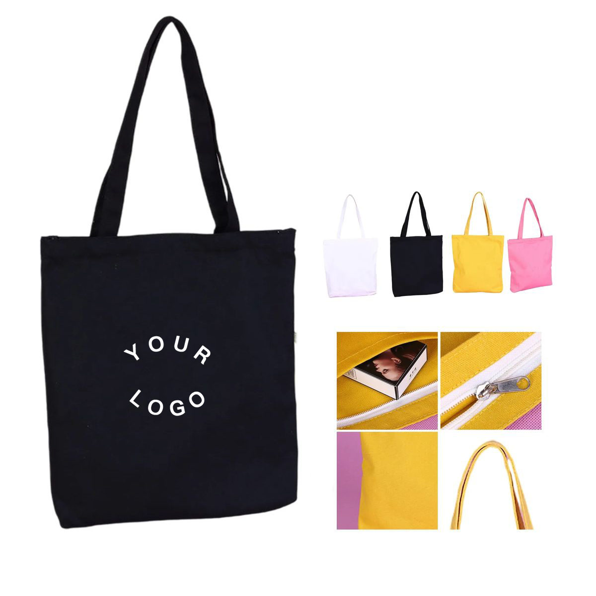 Reusable Canvas Bag for Daily Shopping, custom tote bag with logo imprint 5