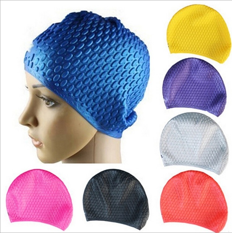 Silicone Material Swimming Caps With Drip Deco--Multi Color Available 9"*7" 1