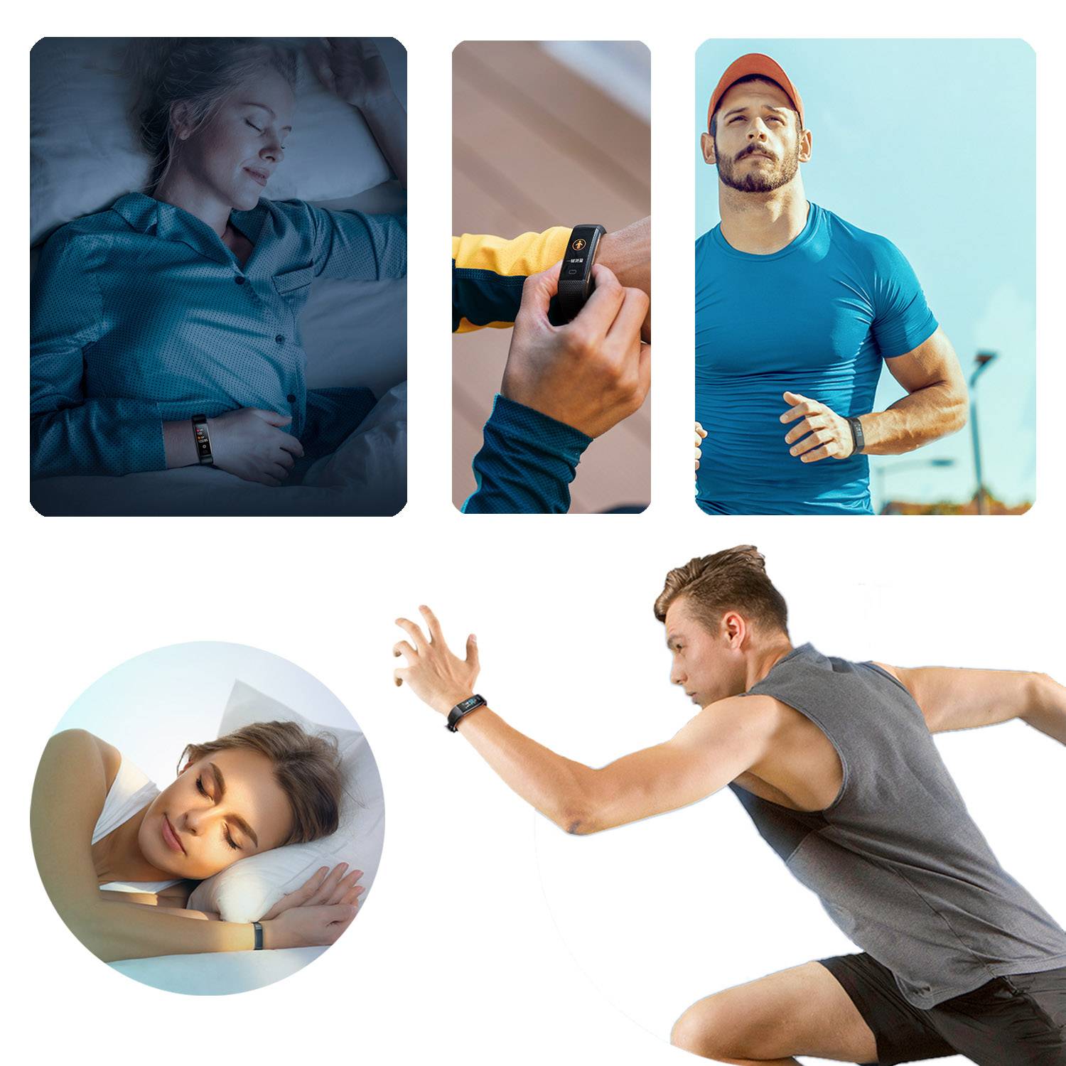 Waterproof Heart Rate Steps Sleep Tracker Watches 6