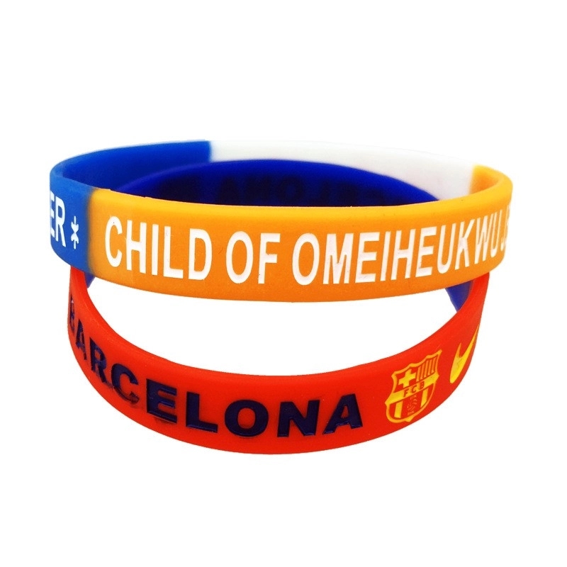 1/2" Debossed Segmented Color Filling Silicone Bracelet 4