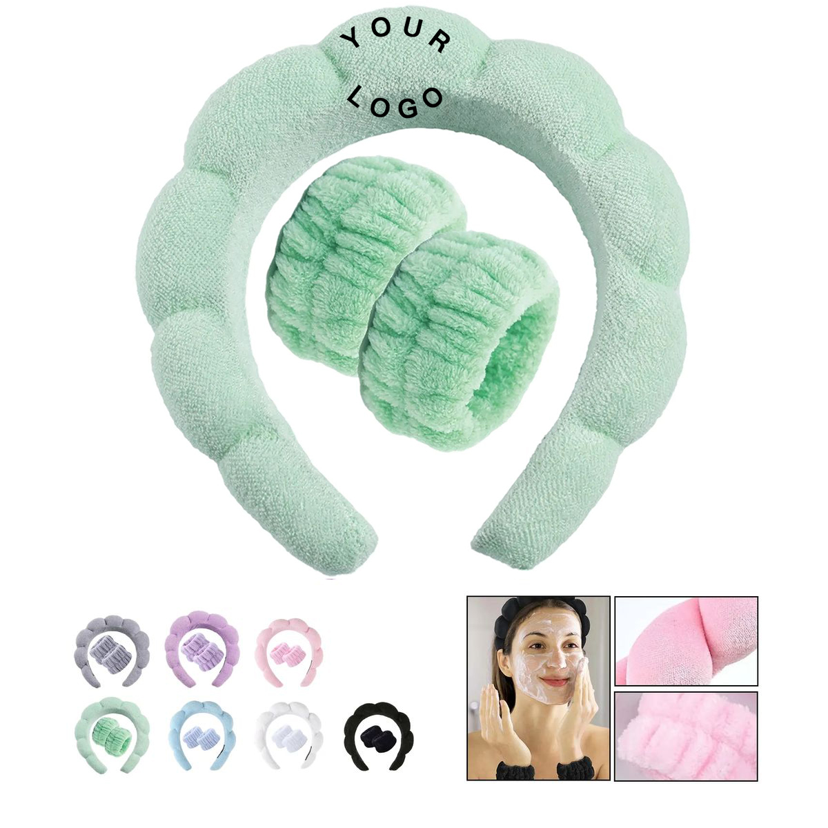 Polyester Spa Headband and Wristband Set 2
