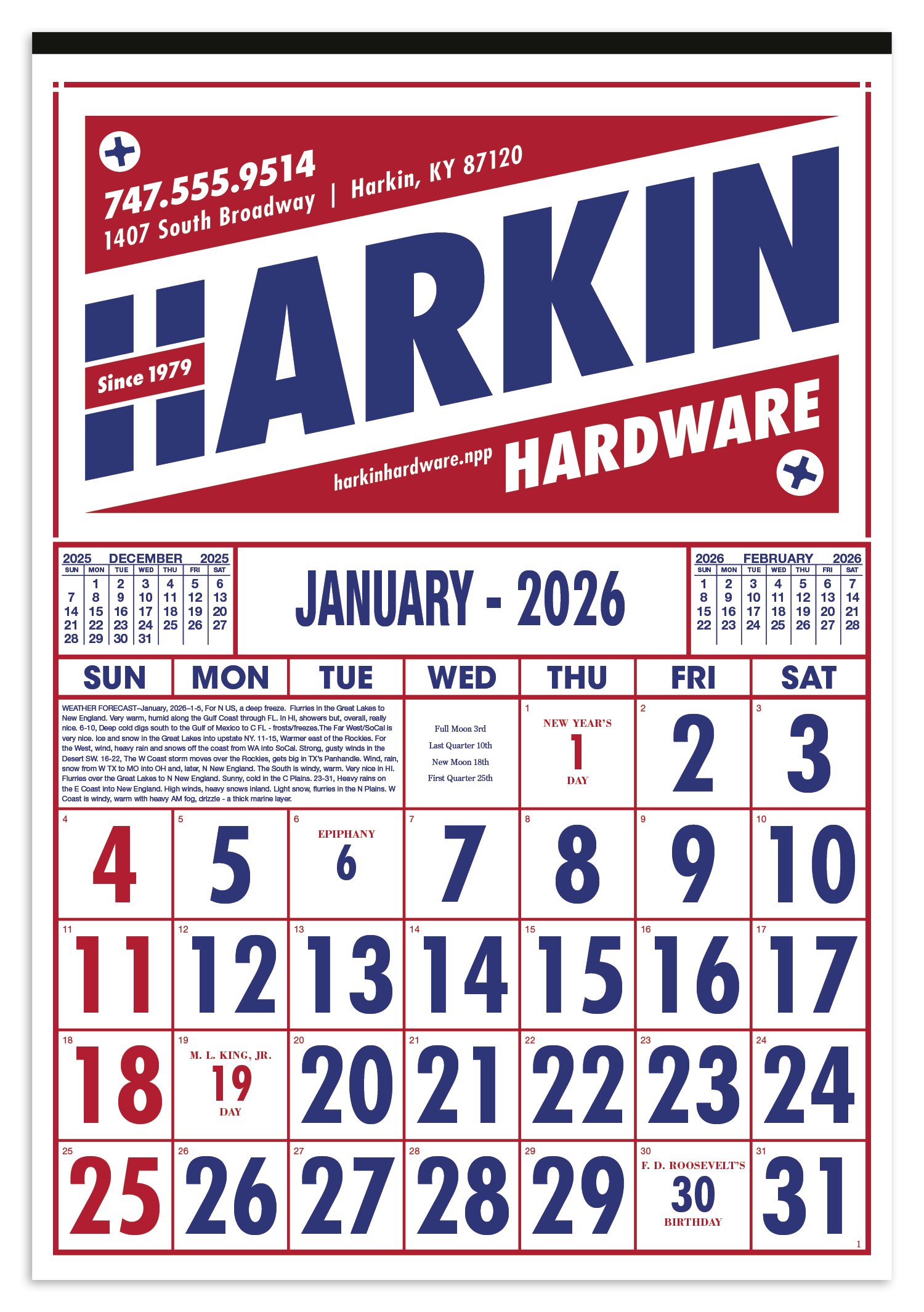 Skinner & Kennedy® Commercial 12-Sheet Calendar 8