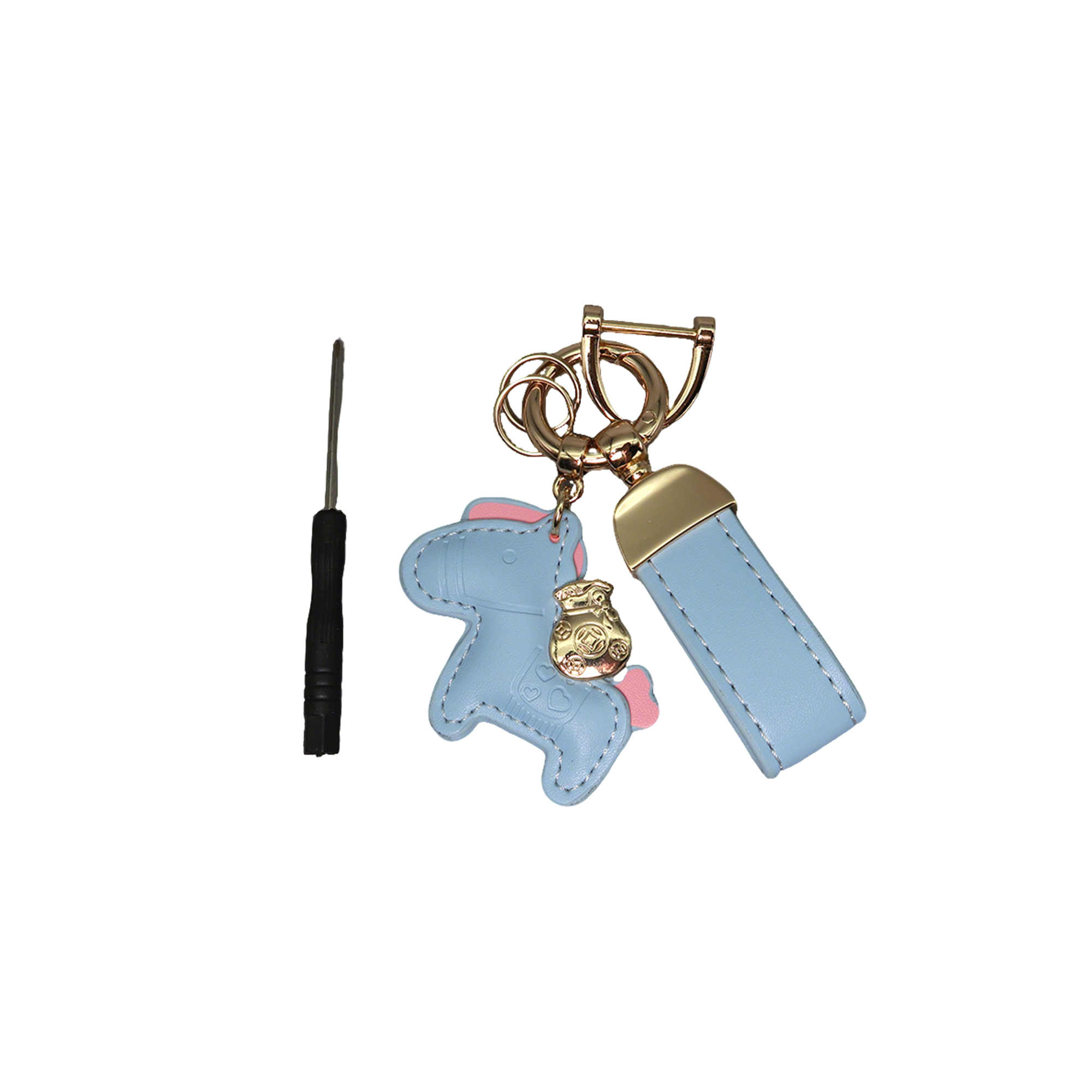 Polyurethane Pony Figure Key Ring With Strap 6.7" Length 8