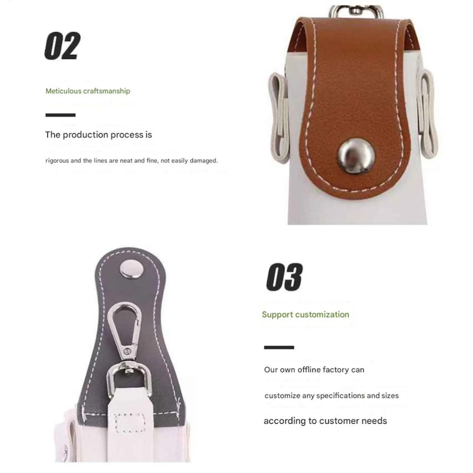 Portable PU Leather Golf Ball Bag 14