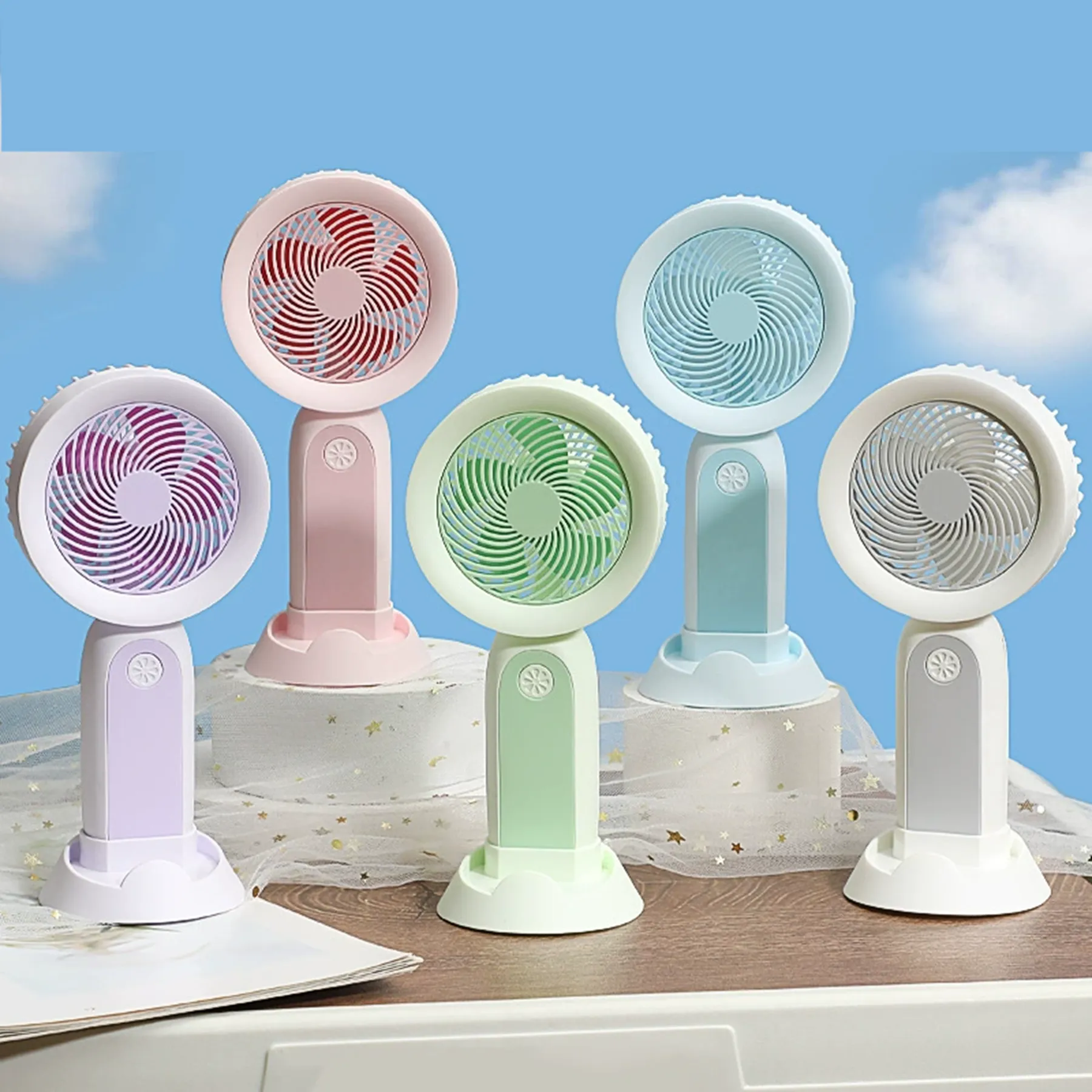 300 mAh Rechargeable Hand Held Fan with Phone Holder 2